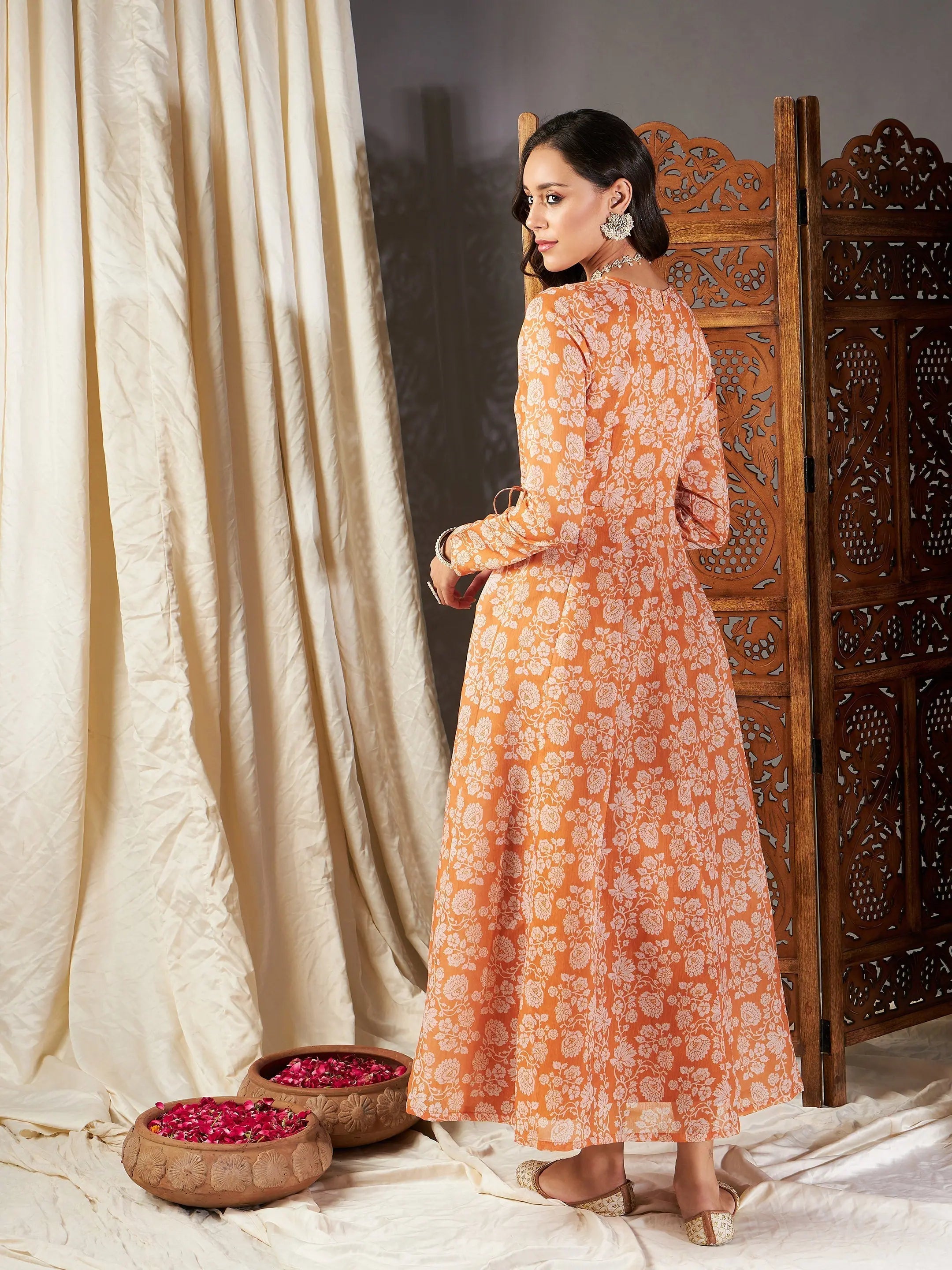 Floral Wrap Anarkali Maxi Dress | Women's Lehenga Alternative