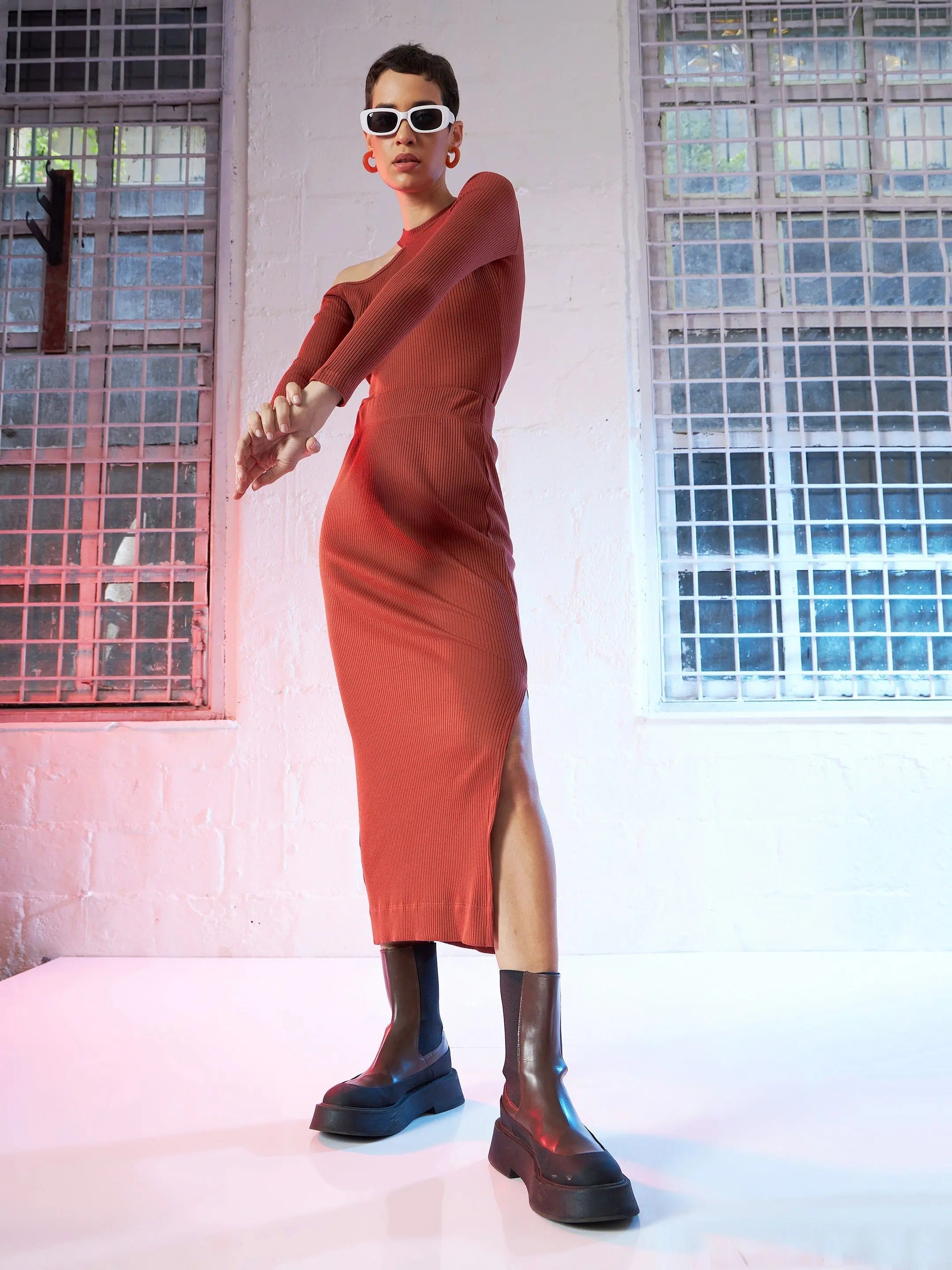 Rust Shoulder Cut Out Top | Women's Western Outfits - [Brand]