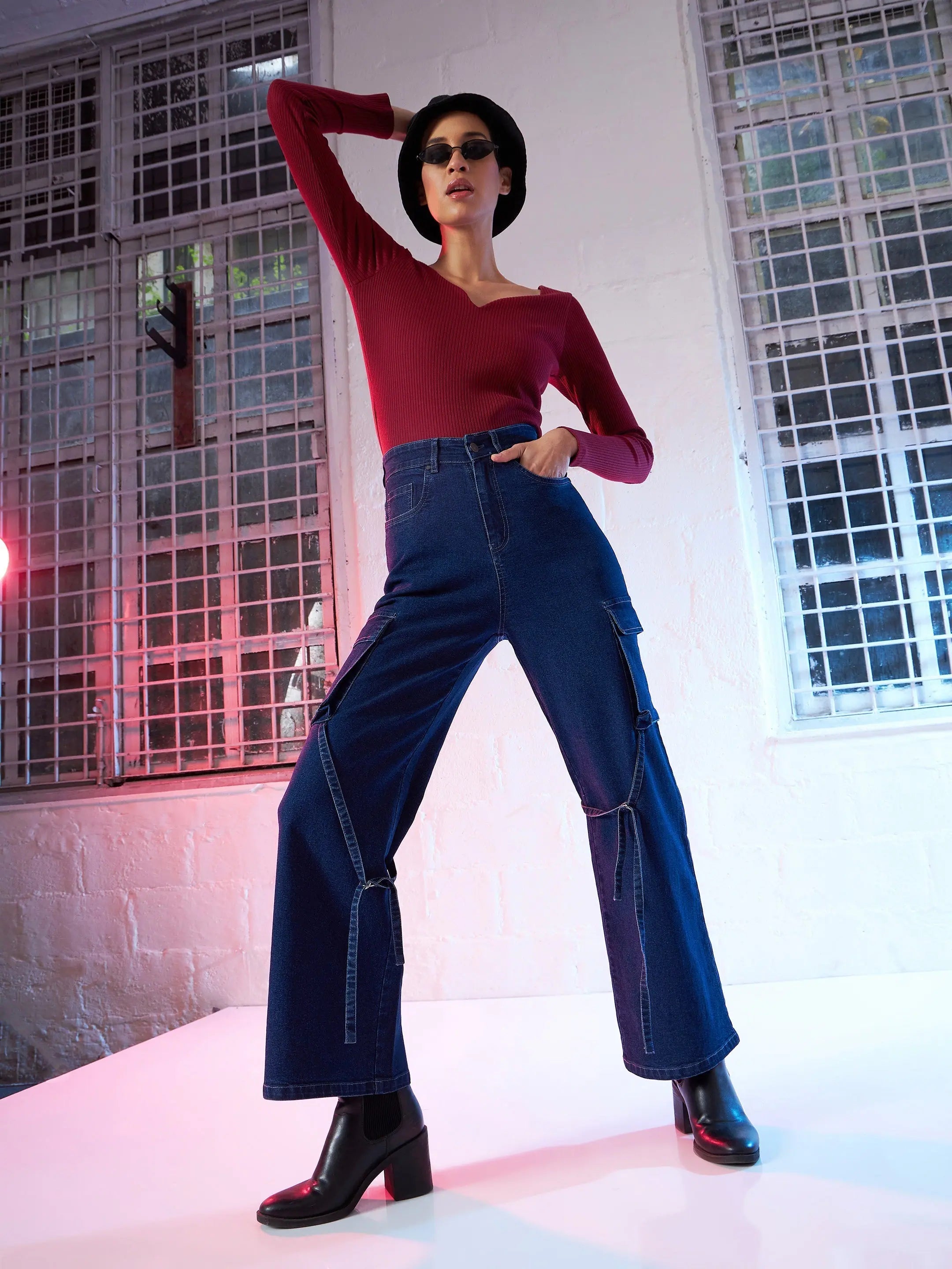 Maroon Sweetheart Neck Rib Top | Women's Western Clothing