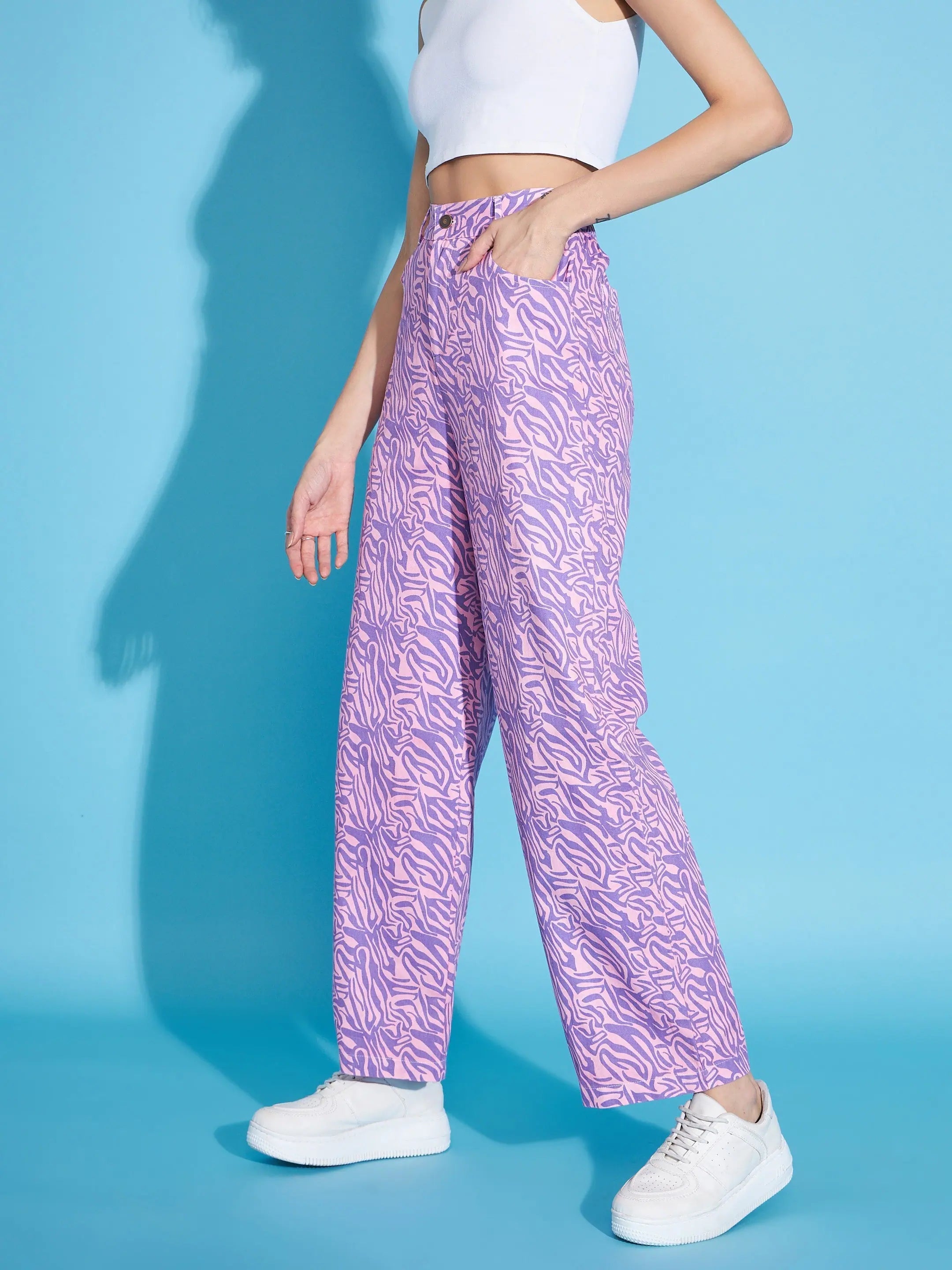 Women's Printed Twill Straight Pants | Western Outfits for Women