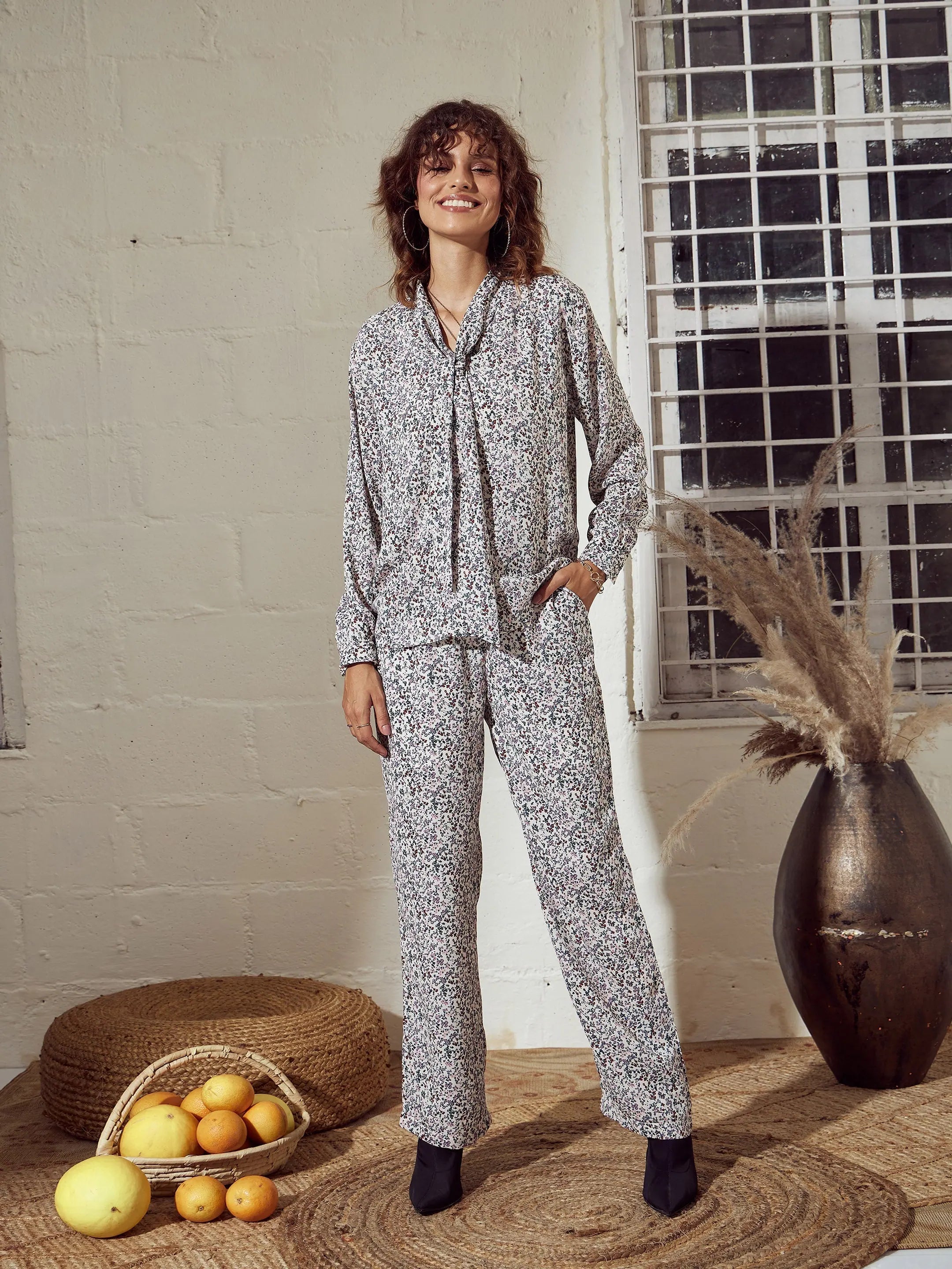 Women's Ditsy Floral Straight Pants | Western Wear Outfits