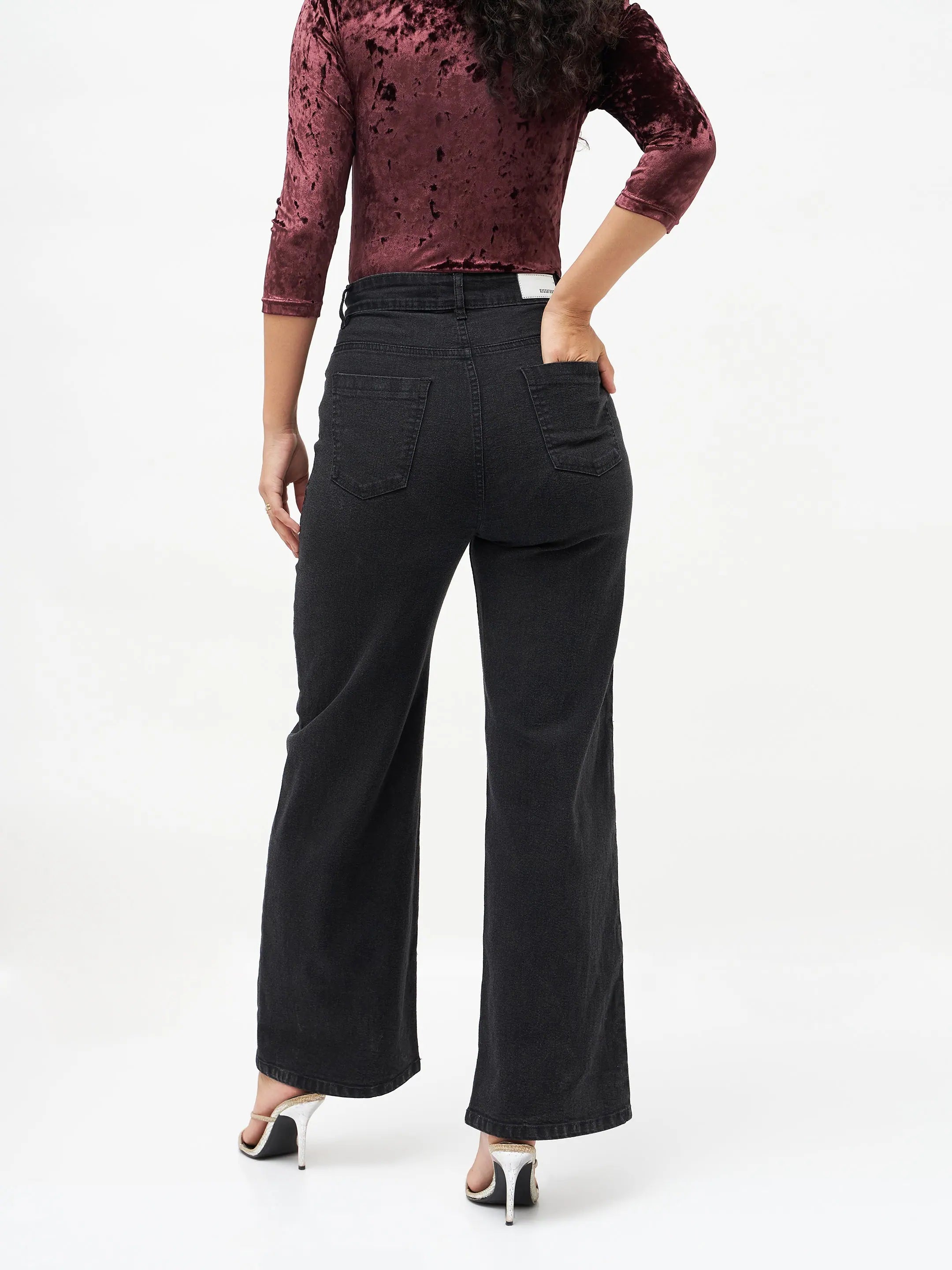 Black Crystal Heart Jeans | Women's Embellished Denim