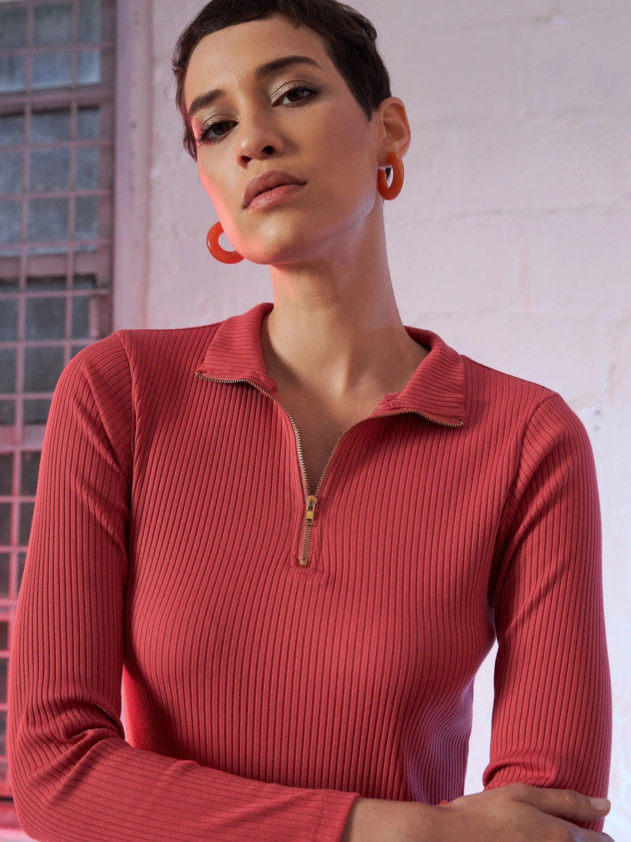 Rose Pink Bodycon Dress - Ribbed Mini Dress for Women