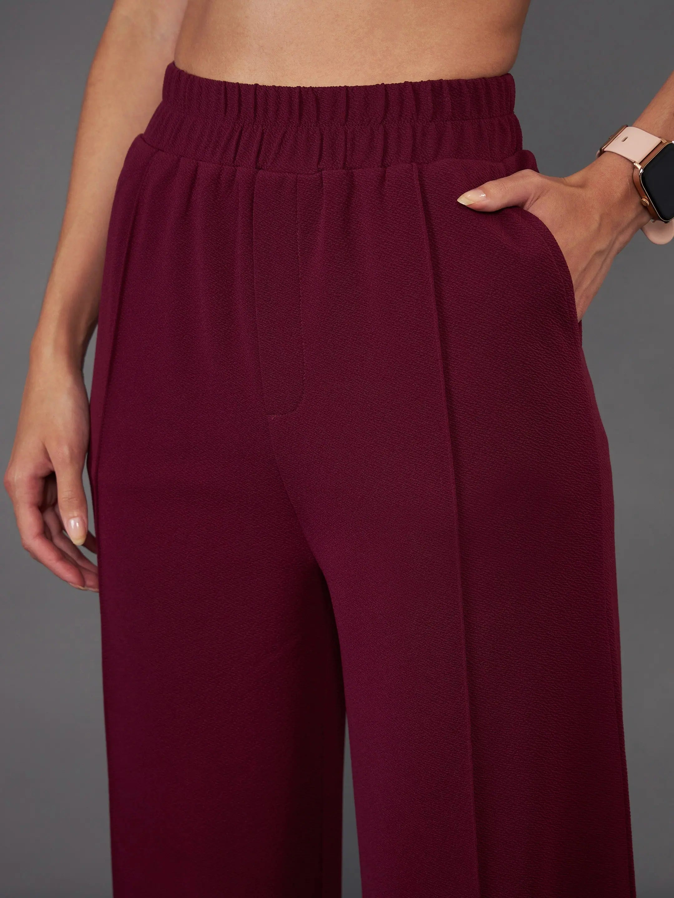 Burgundy Blazer with Palazzo Pants | Women's Tops and Shirts