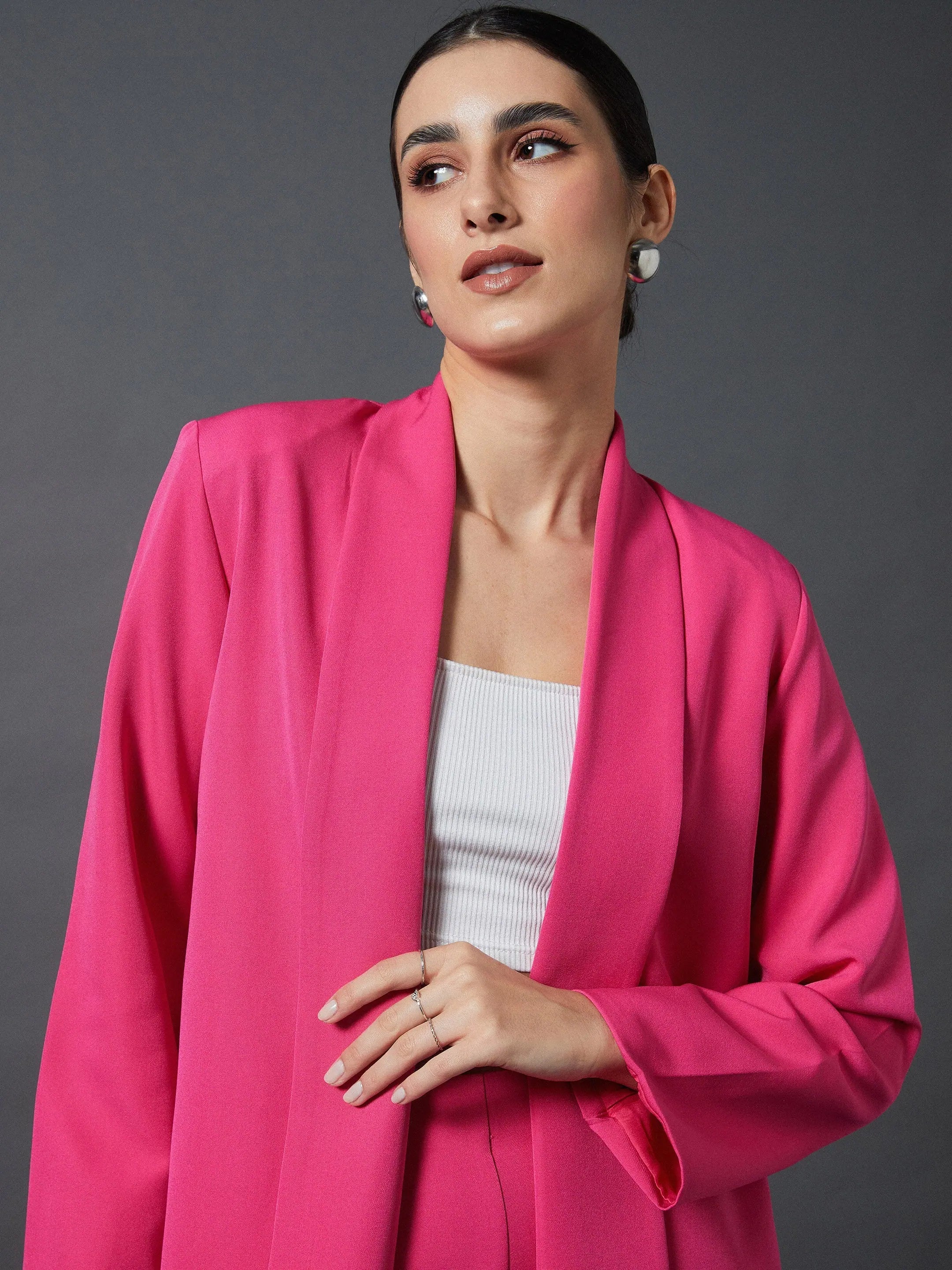 Pink Shawl Collar Blazer & Balloon Pants | Women's Shirts