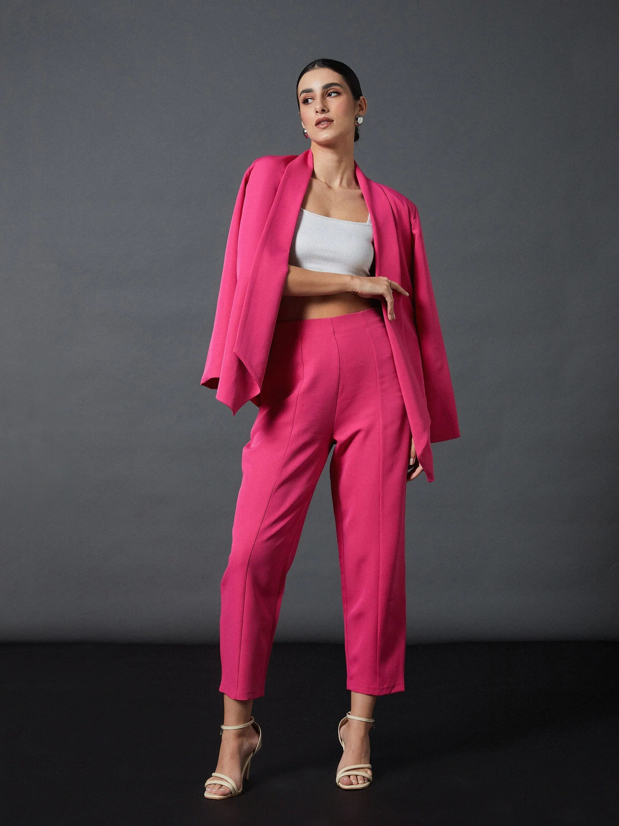 Pink Shawl Collar Blazer & Balloon Pants | Women's Shirts
