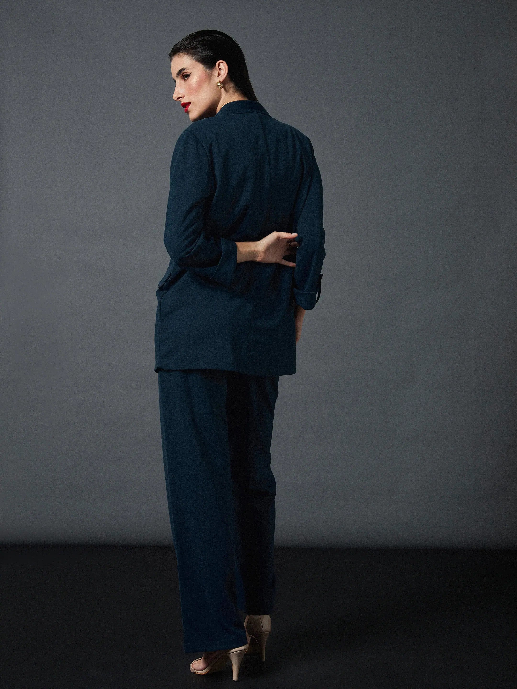Airforce Blue Blazer & Darted Pants | Women's Fashion Tops