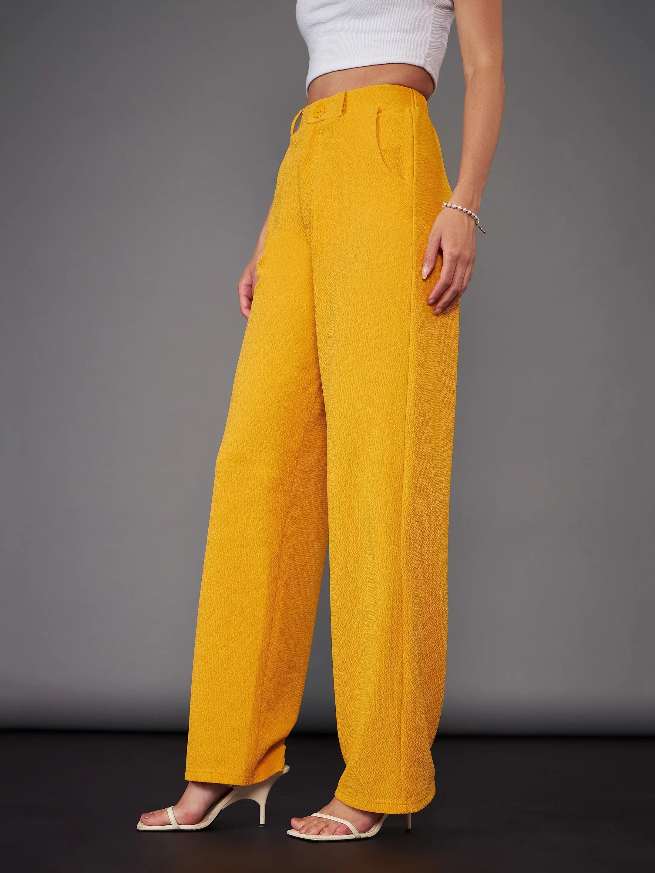 Women's Mustard Straight Pants | Western Wear Outfits