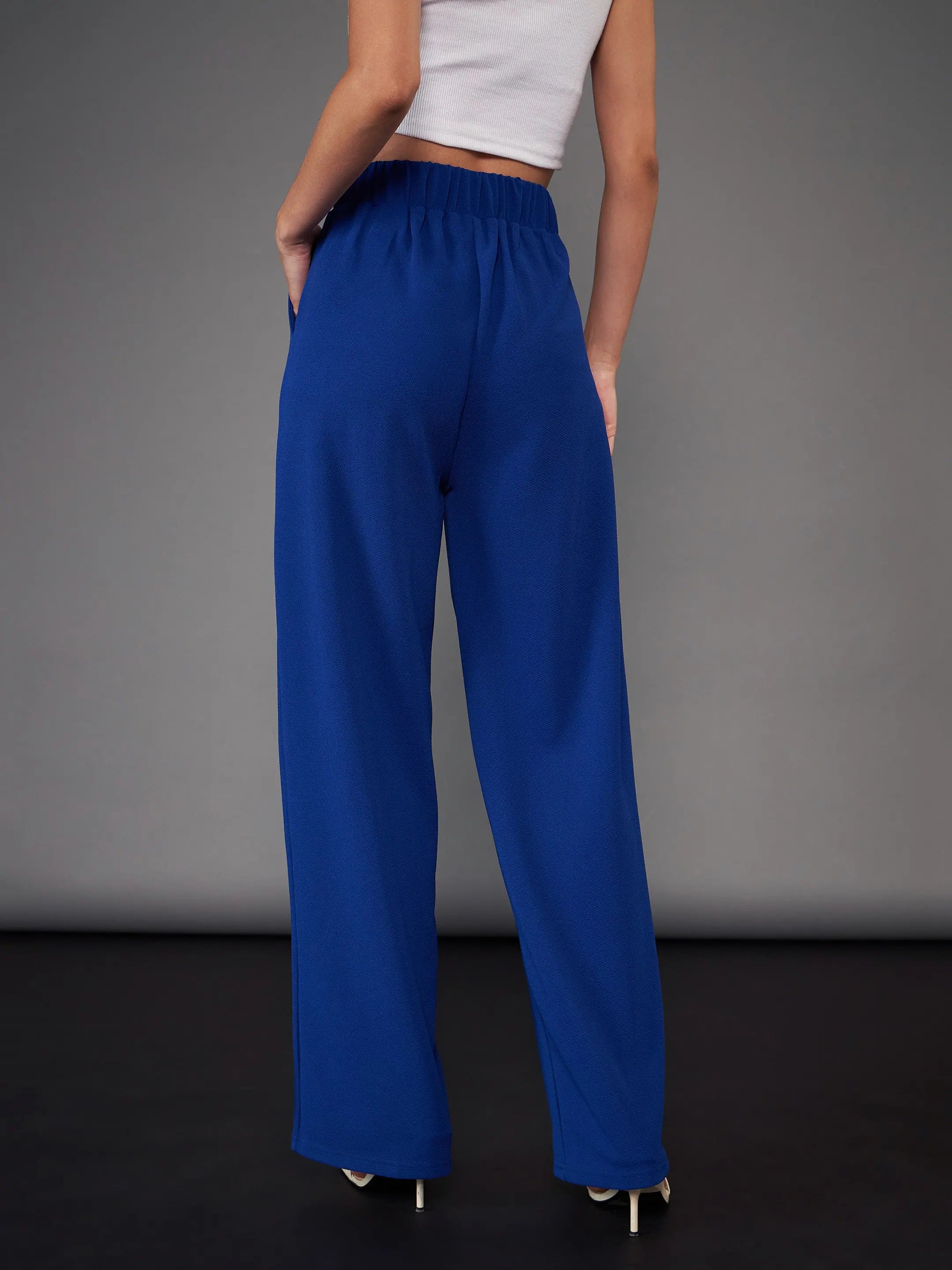 Royal Blue Pleated Pants | Women's Western Outfits Online