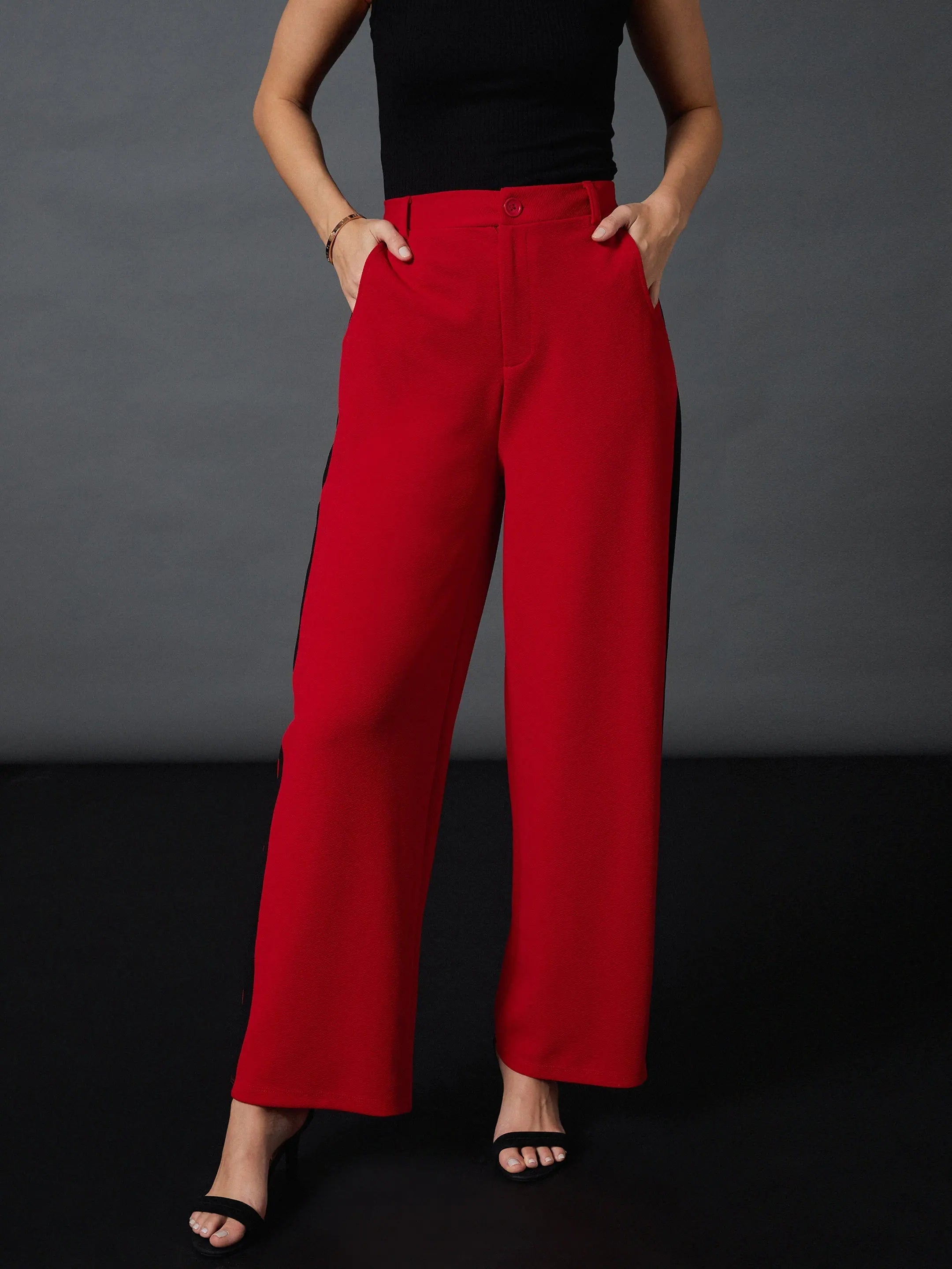 Red Side Tape Straight Pants | Women's Western Wear