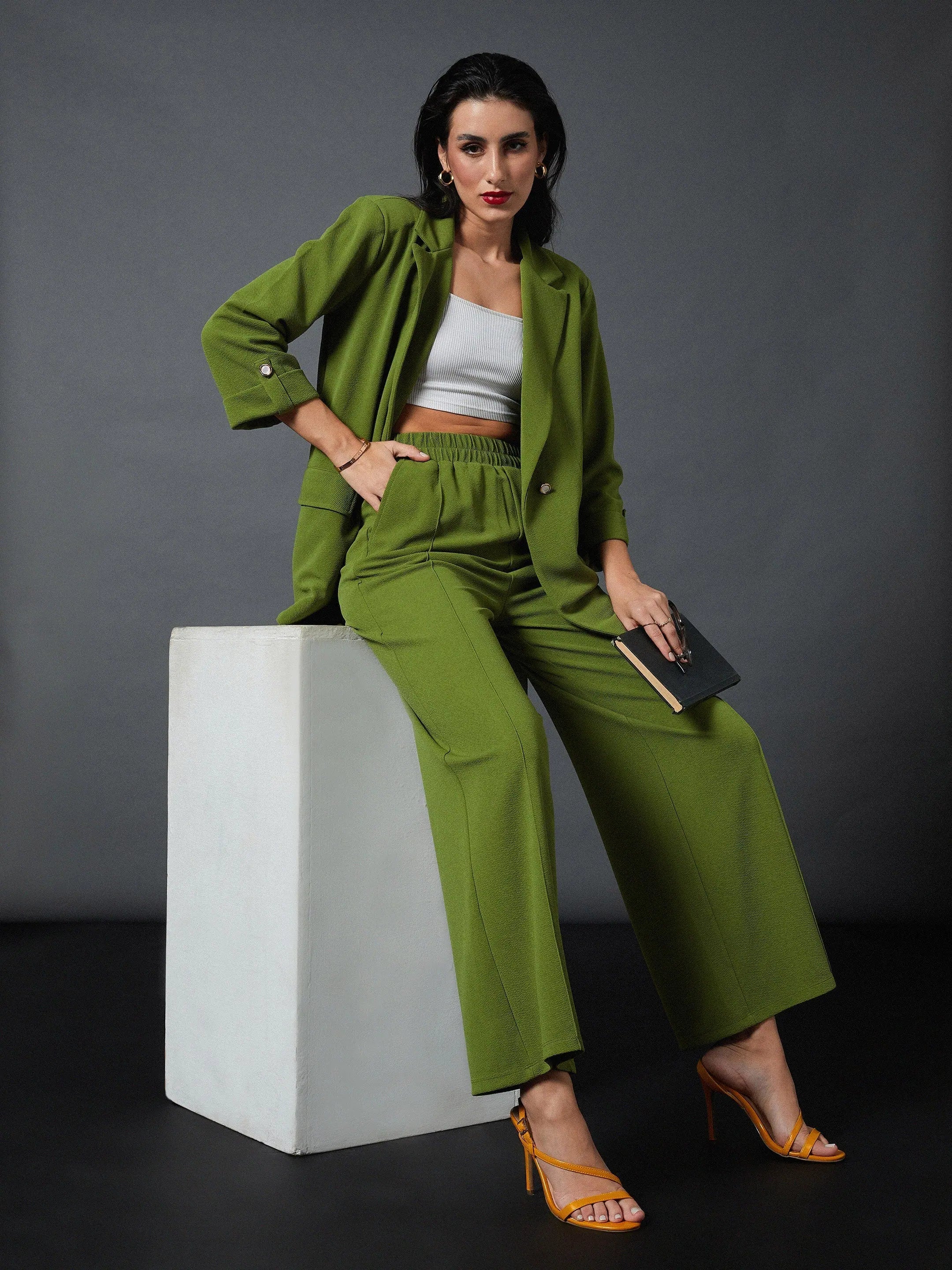 Olive Palazzo Pants | Stylish Women's Western Wear Online