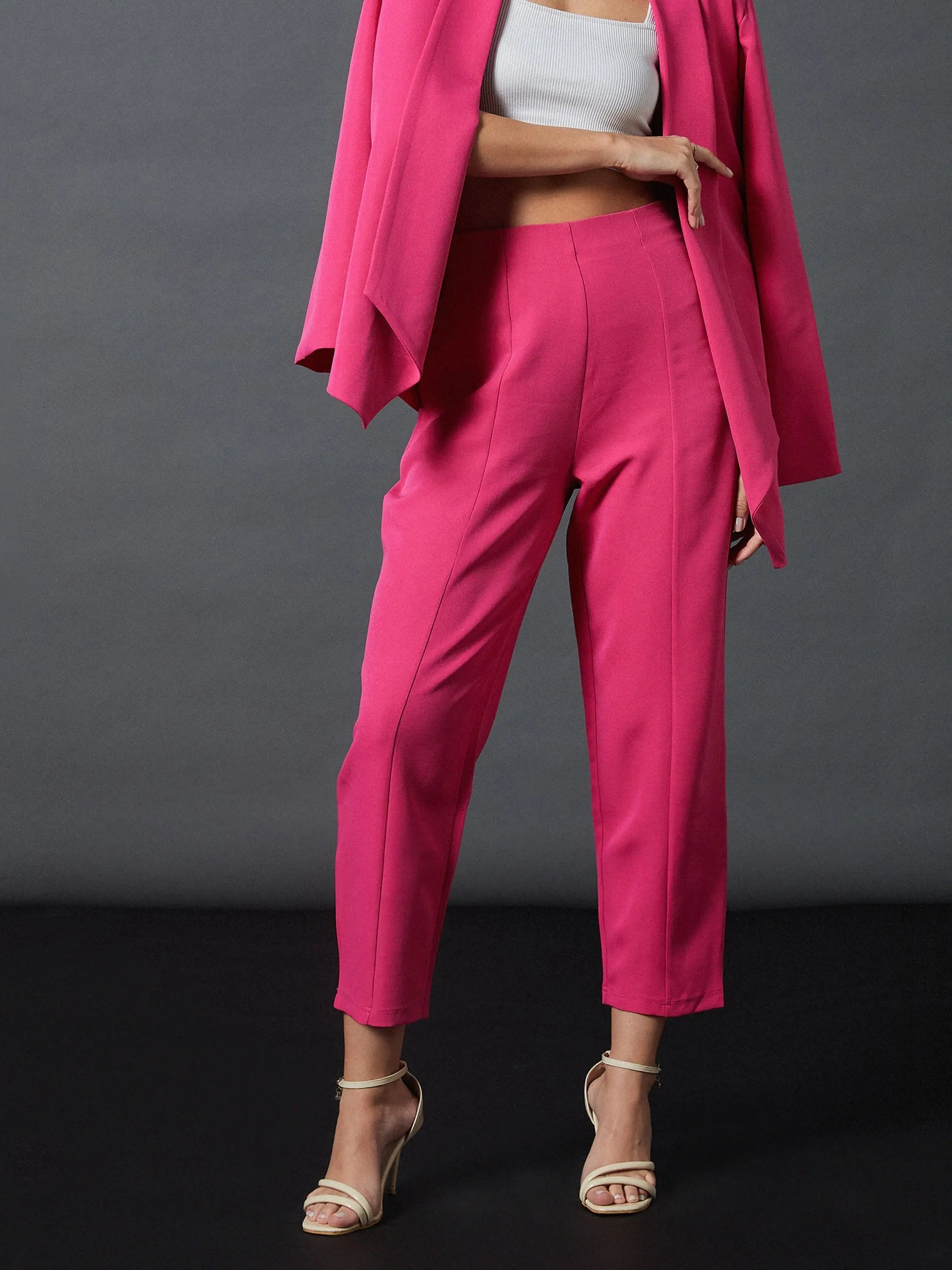 Pink Balloon Fit Pants - Women's Western Wear Linen Clothing