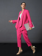 Women Pink Front Darted Balloon Fit Pants