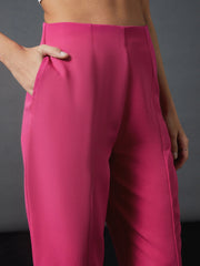 Women Pink Front Darted Balloon Fit Pants