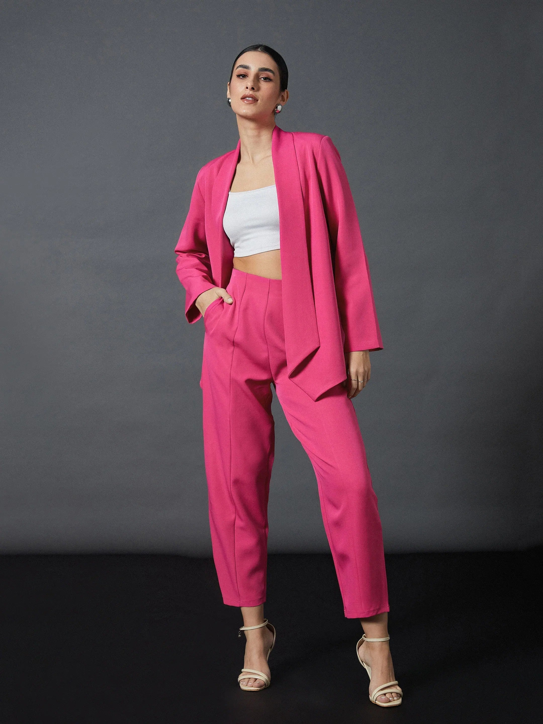 Pink Balloon Fit Pants - Women's Western Wear Linen Clothing