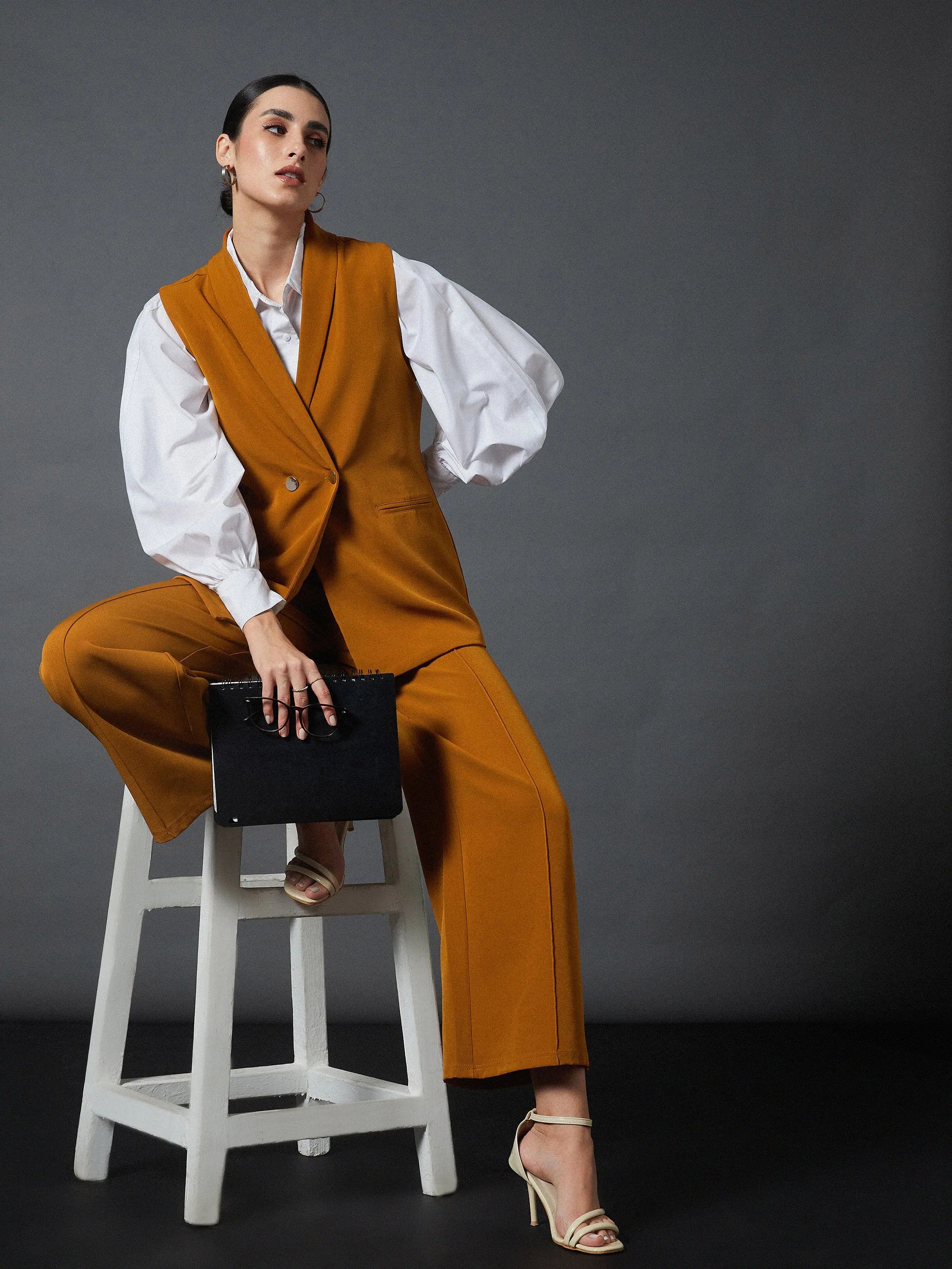 Mustard Palazzo Pants - Women's Western Wear, Comfort Fit