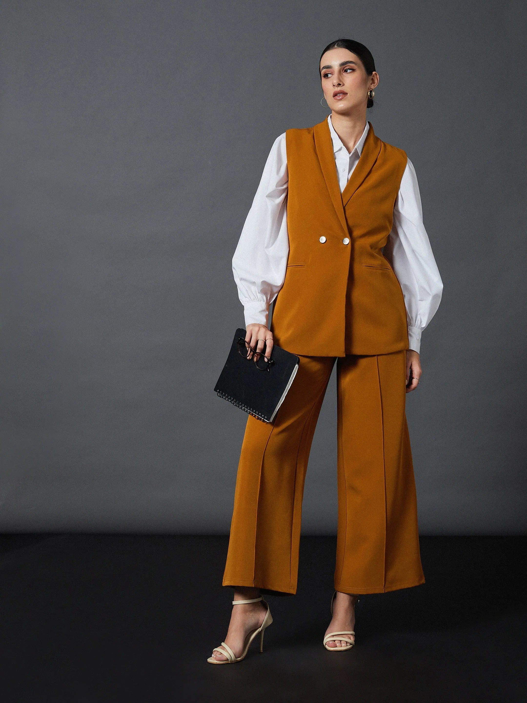 Mustard Palazzo Pants - Women's Western Wear, Comfort Fit