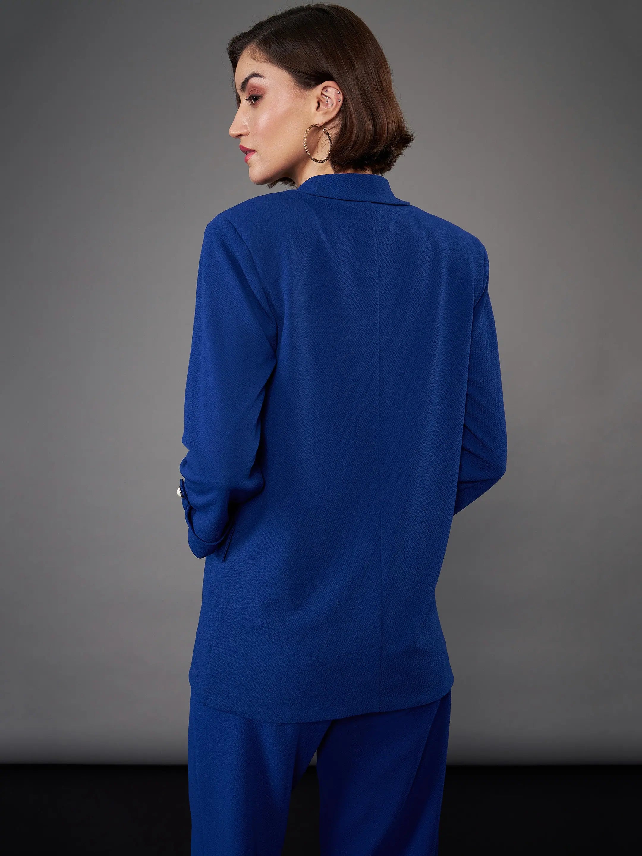 Royal Blue Blazer - Women's Western Wear & Button Detail