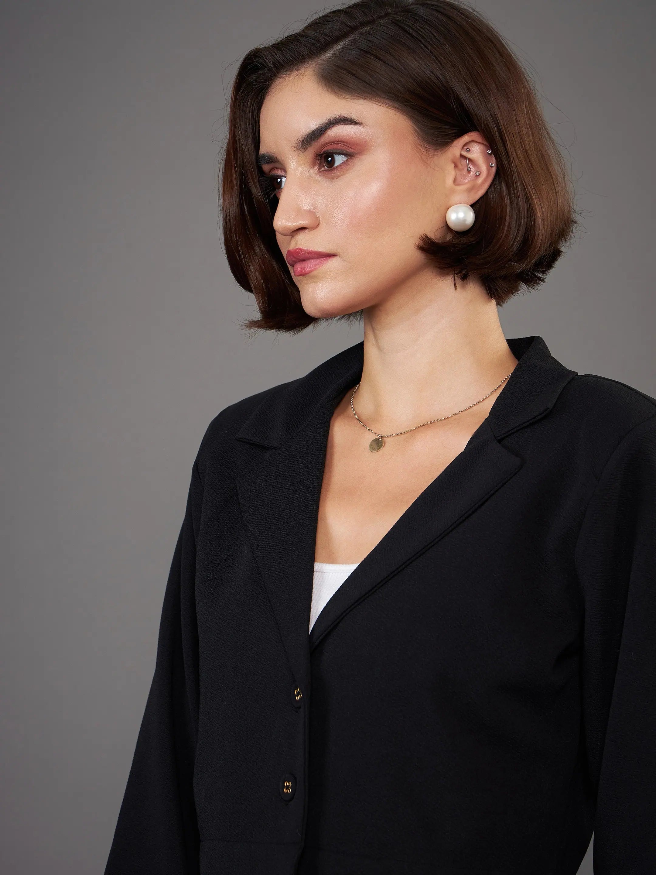 Black Crop Blazer - Notch Collar | Women's Western Clothing