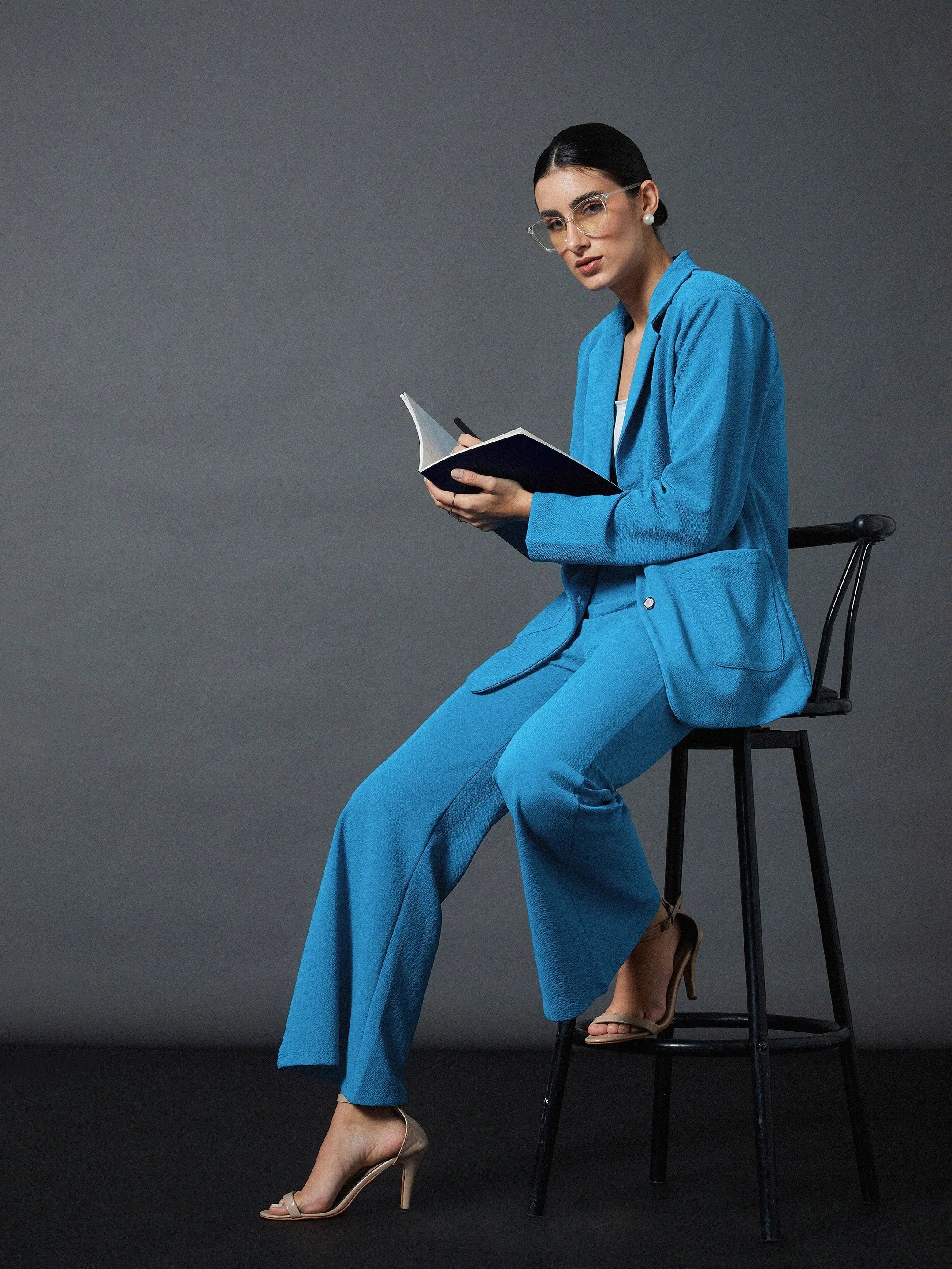 Turquoise Slim Fit Blazer | Women's Western Wear Outfits