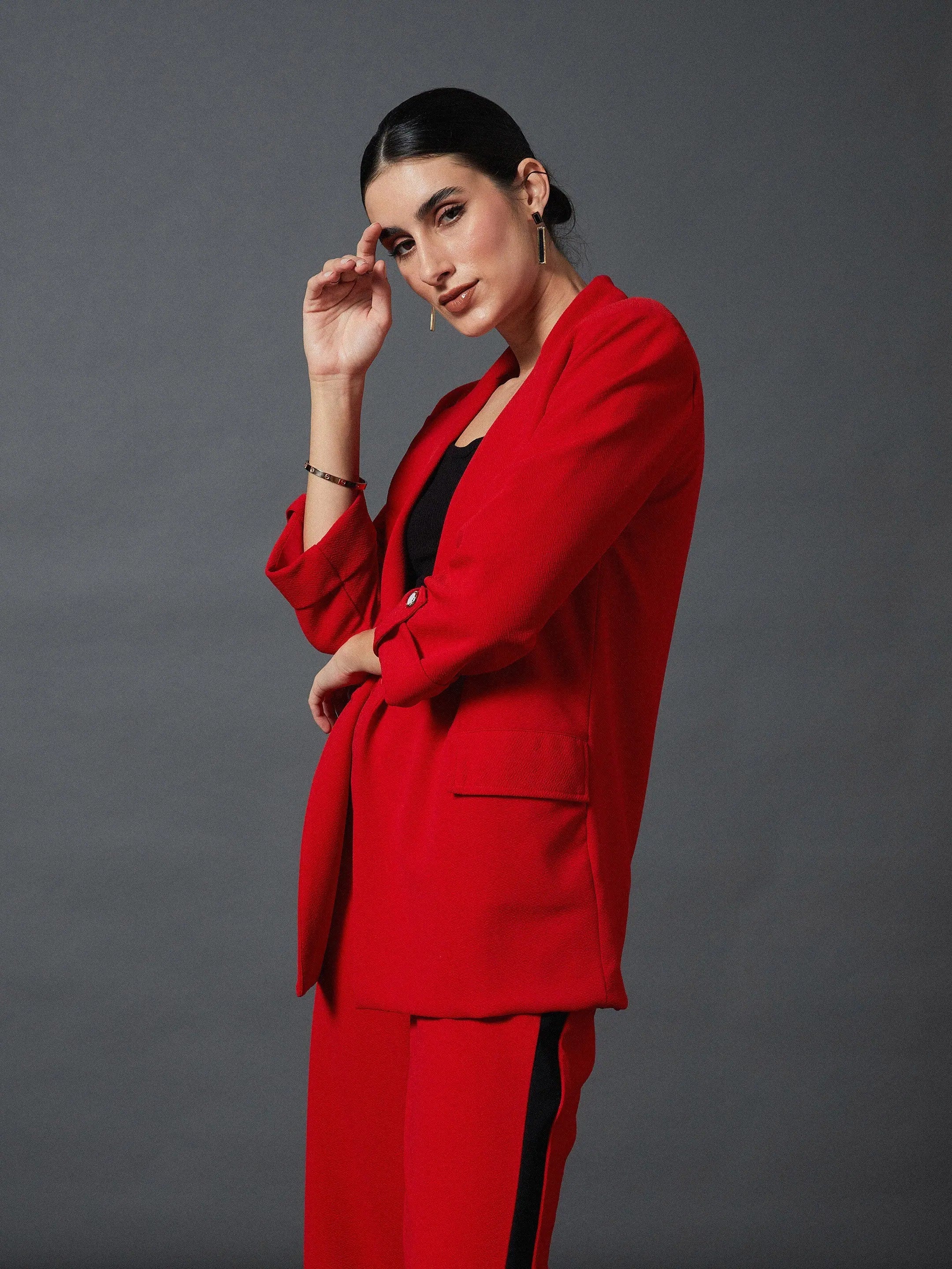 Red Blazer - Women's Western Wear | Button Detail