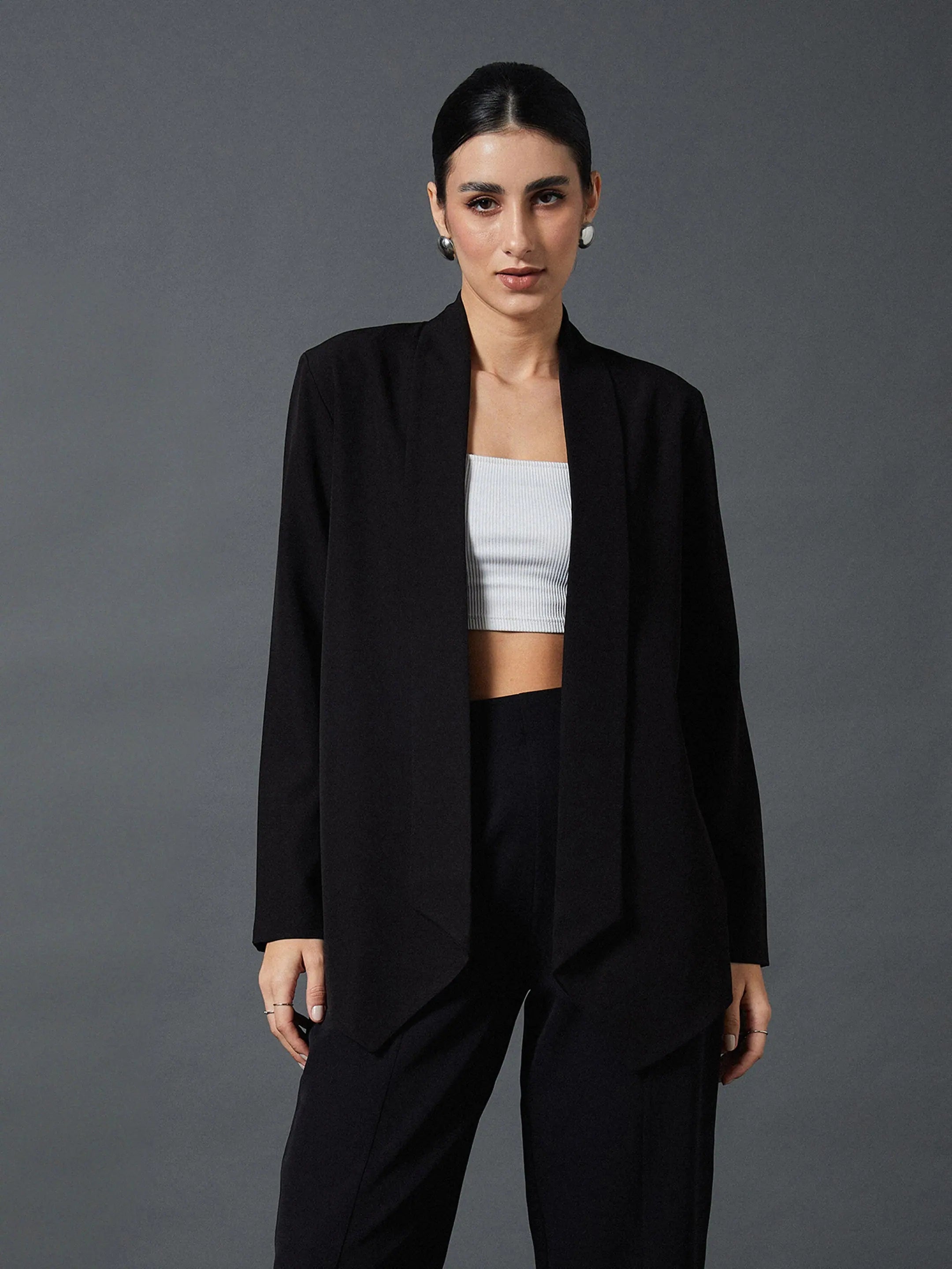 Black Shawl Collar Blazer | Stylish Western Outfits for Women