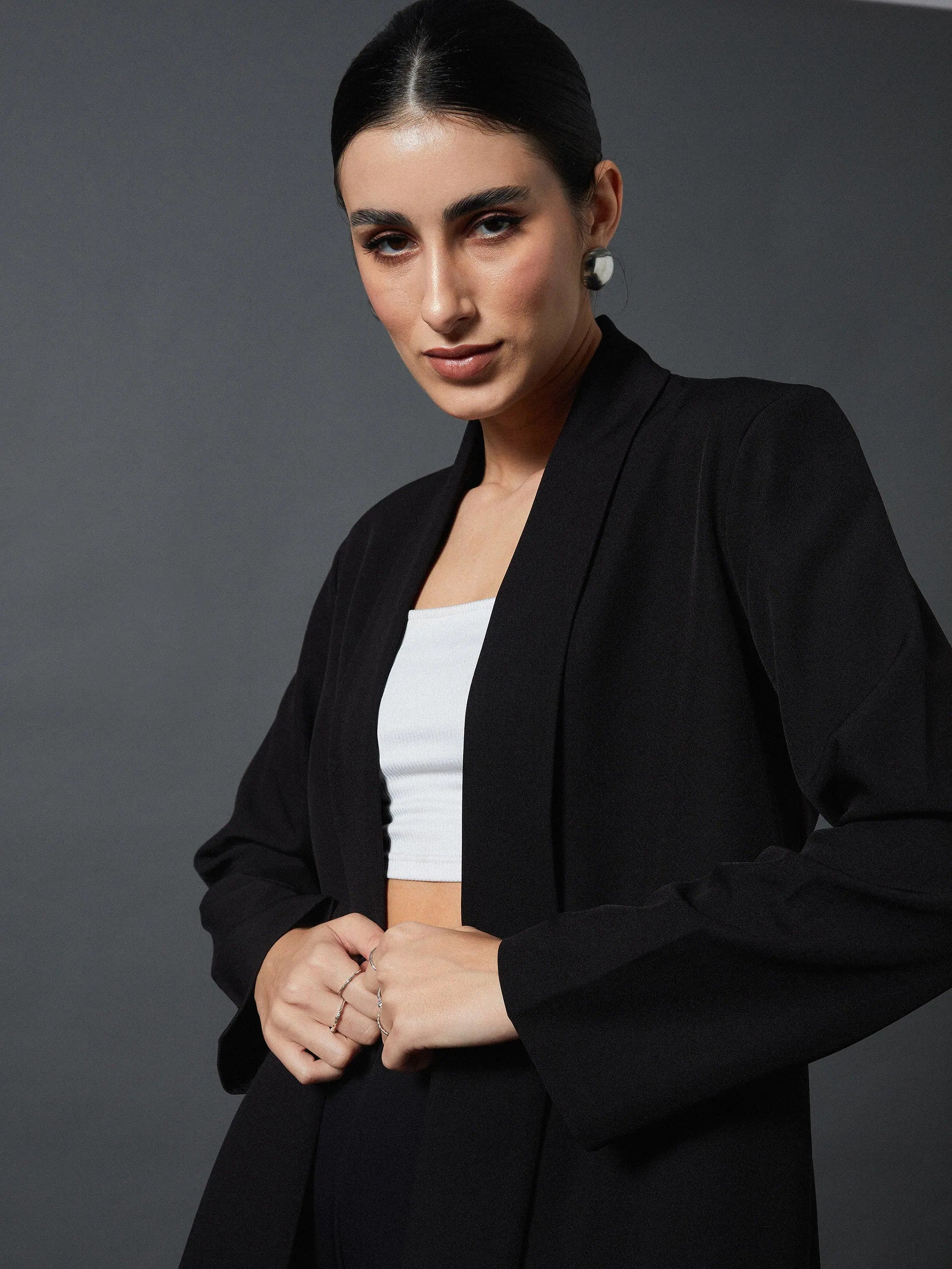 Black Shawl Collar Blazer | Stylish Western Outfits for Women