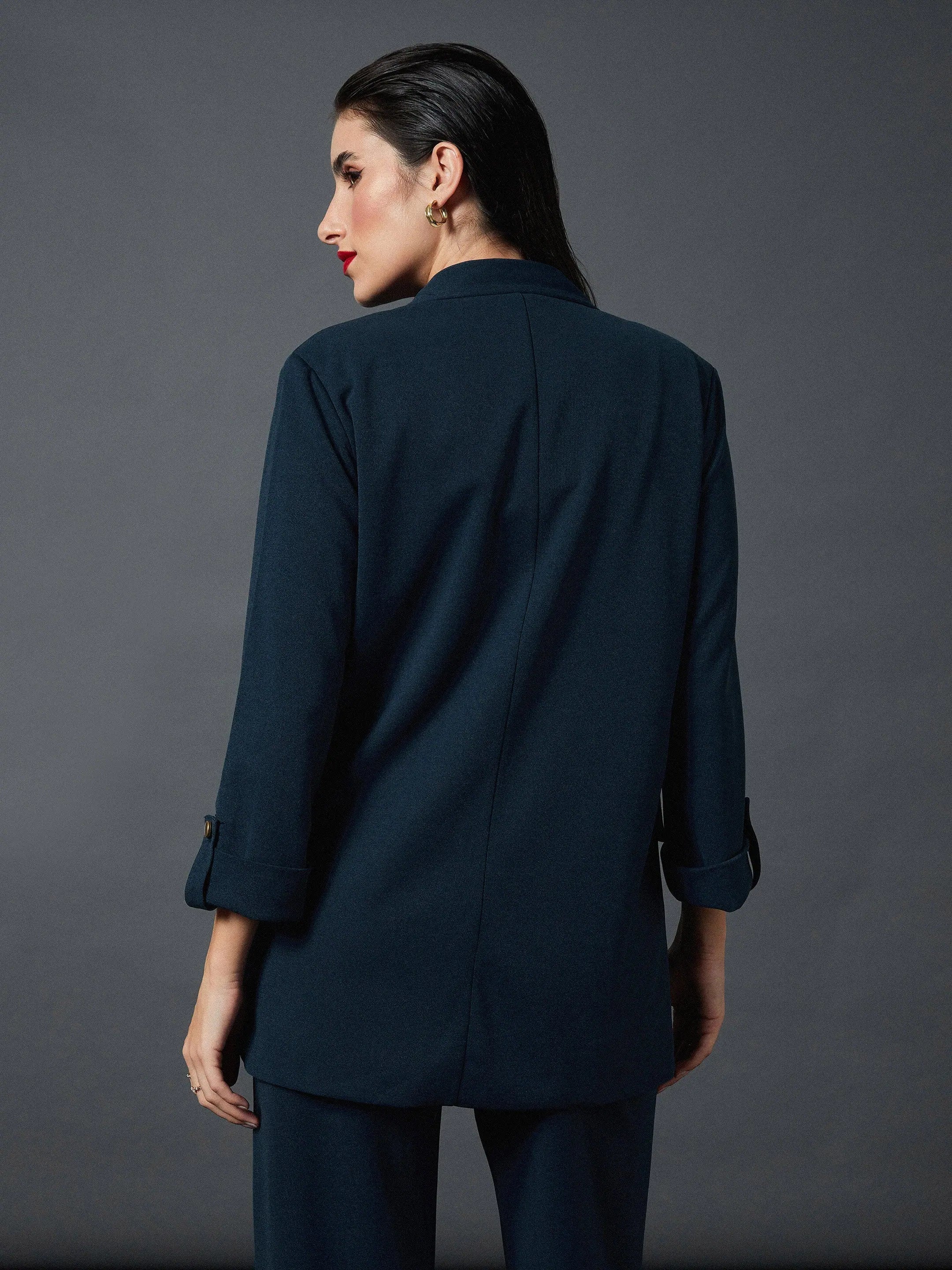 Airforce Blue Longline Blazer | Women's Western Wear