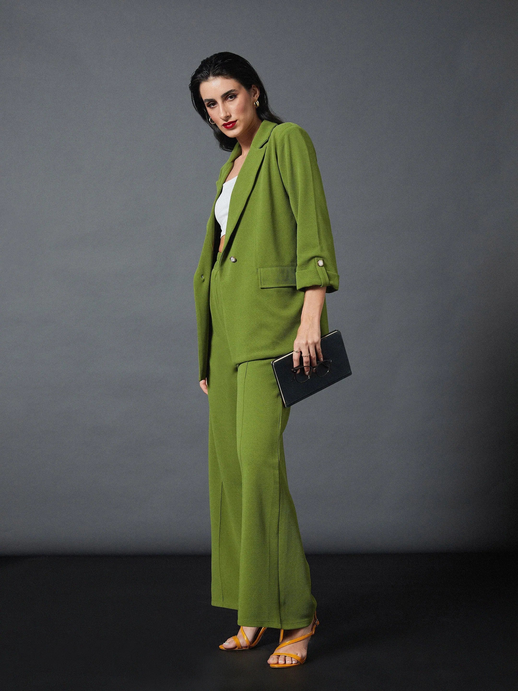 Olive Front Button Blazer | Women's Western Clothing