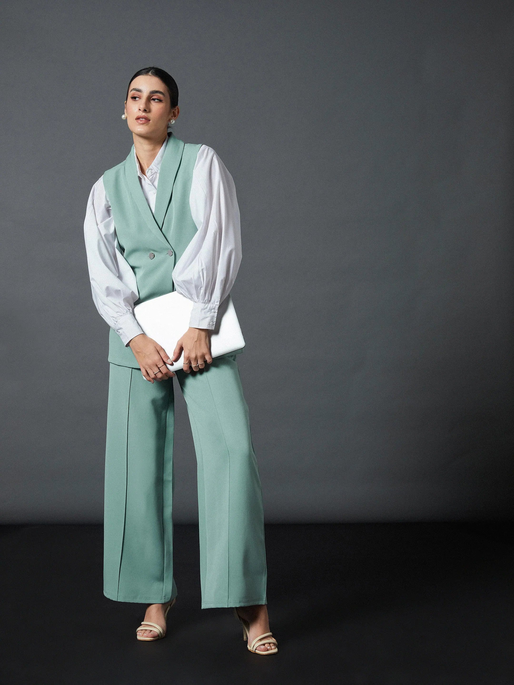 Blue Sleeveless Longline Blazer | Women's Western Wear