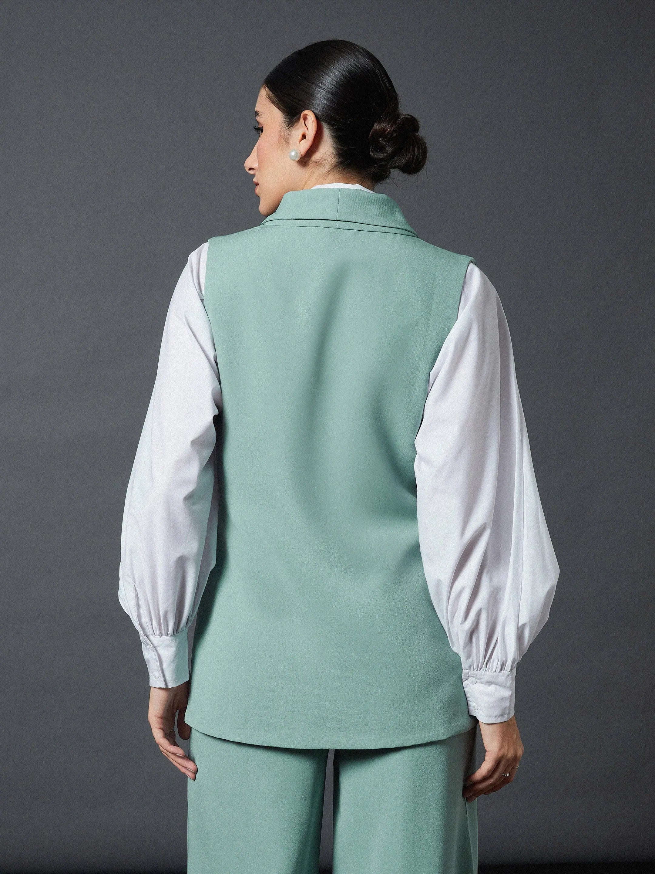 Blue Sleeveless Longline Blazer | Women's Western Wear