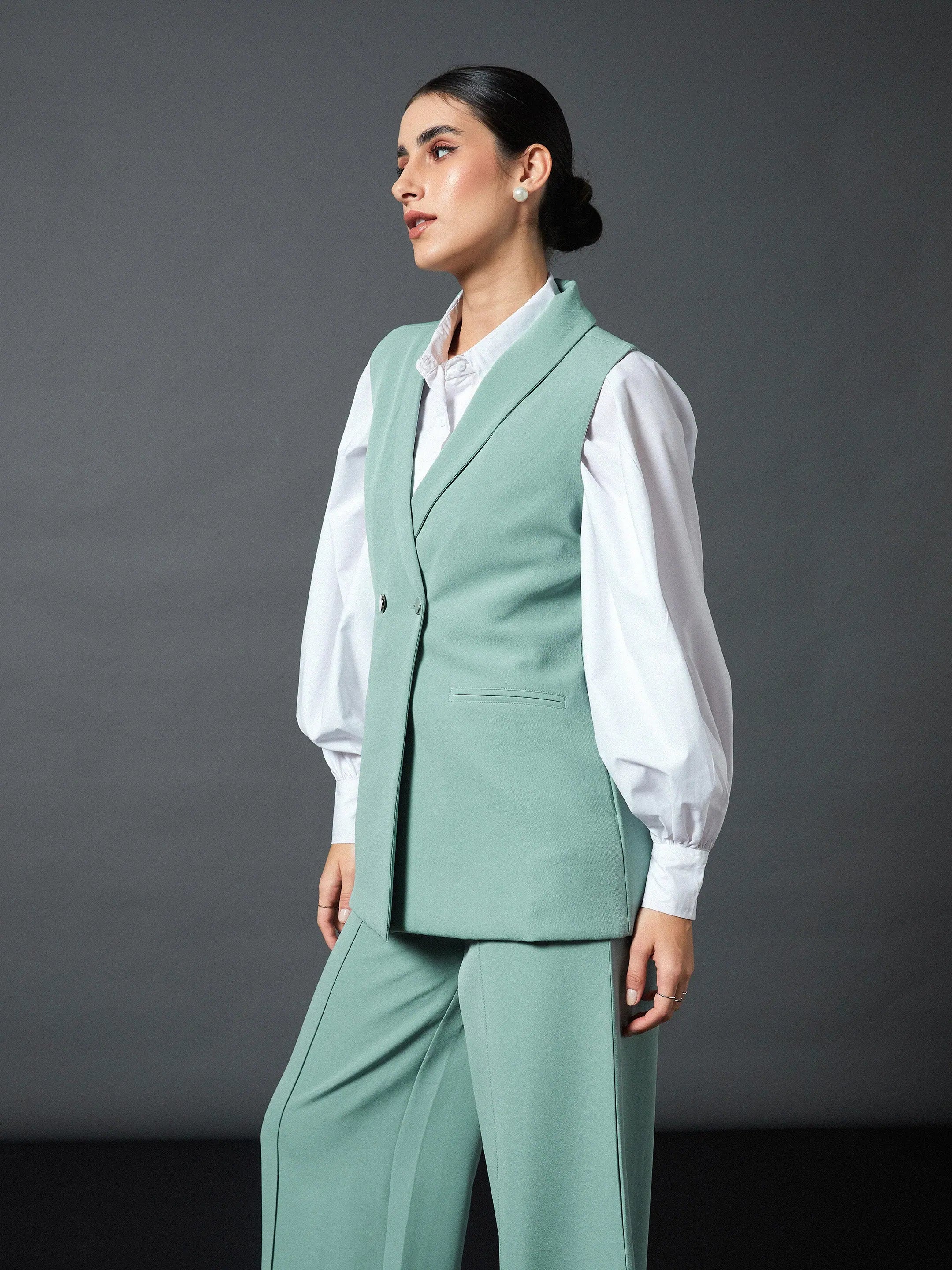 Blue Sleeveless Longline Blazer | Women's Western Wear