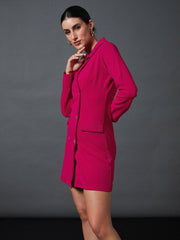 Women Pink Double Breasted Blazer Dress