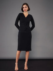 Women Black Peplum Bodycon Dress-SFDRSS11414XS