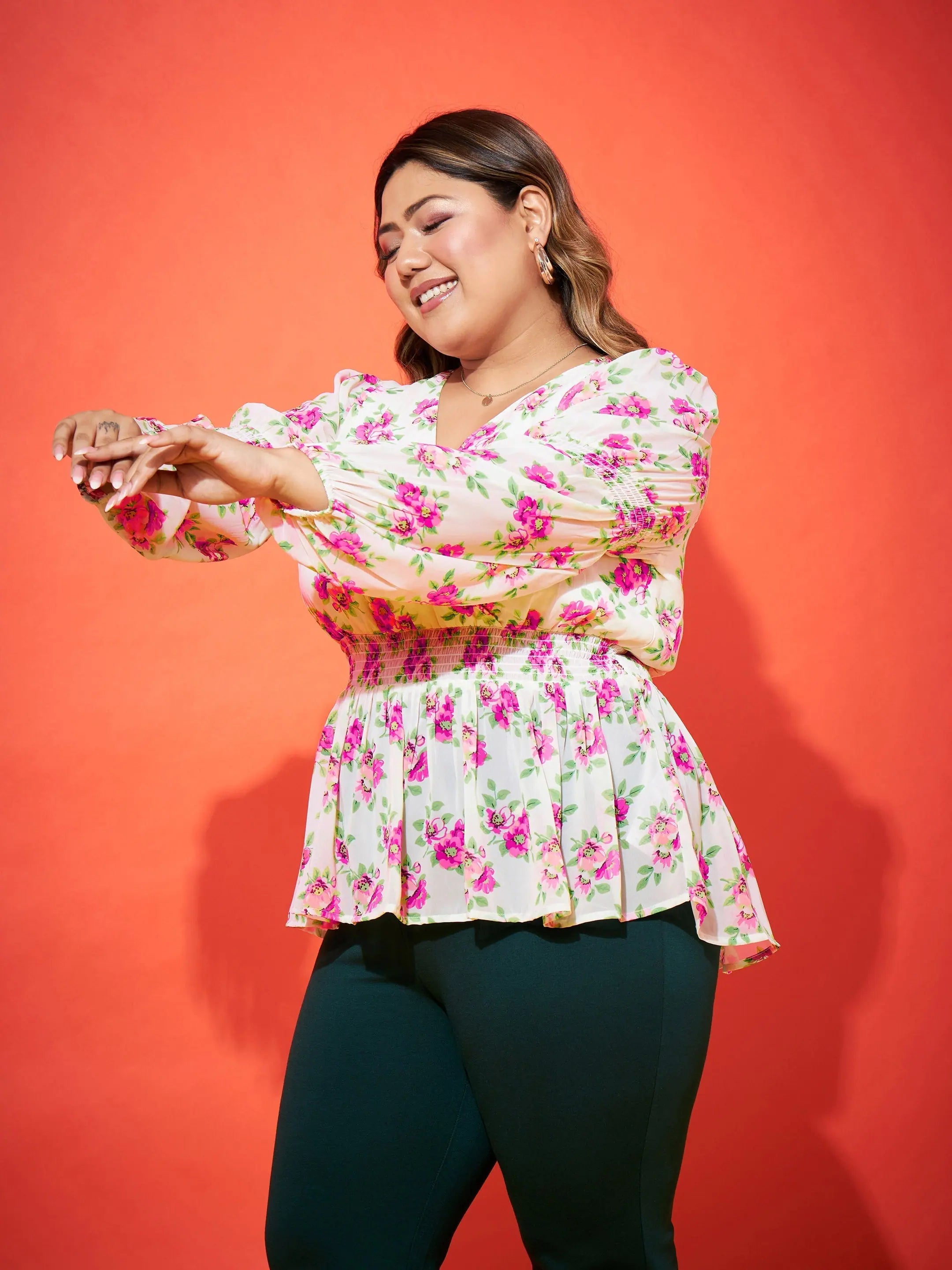 Floral Wrap Peplum Top | Women's Western Wear, Polyester