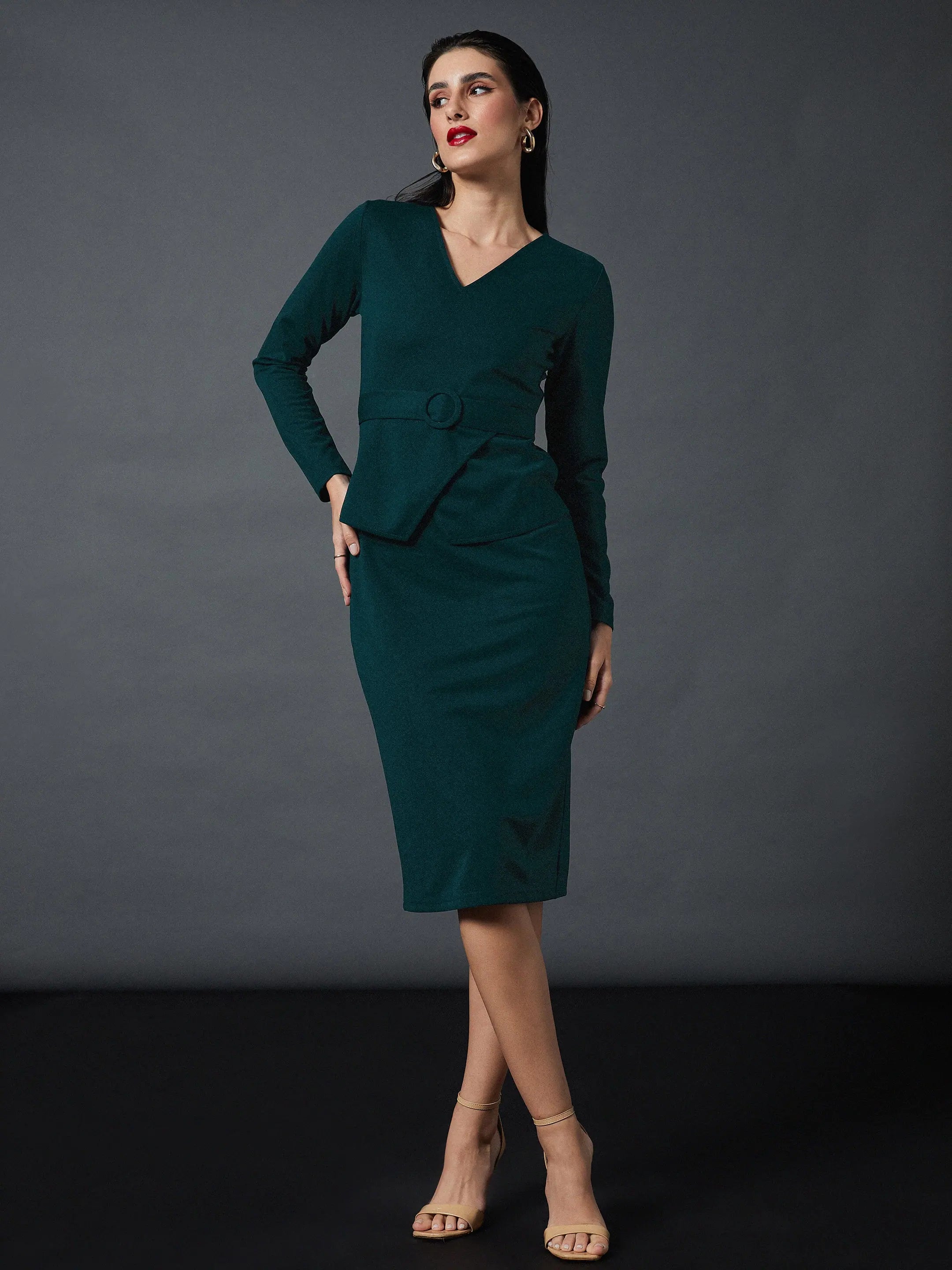 peplum bodycon dress Emerald Bodycon Dress