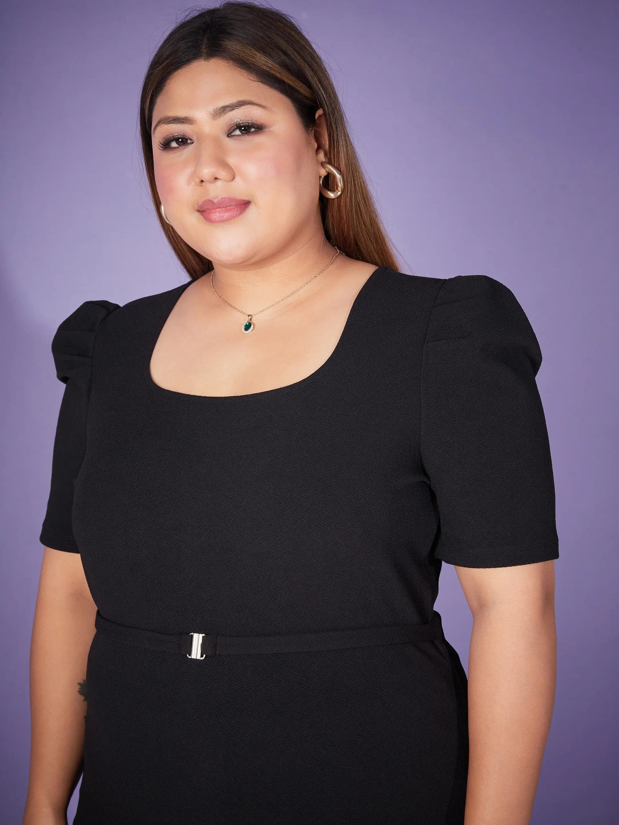 Black Belted Top With Bell Bottom Pants | Women's Blouses Online