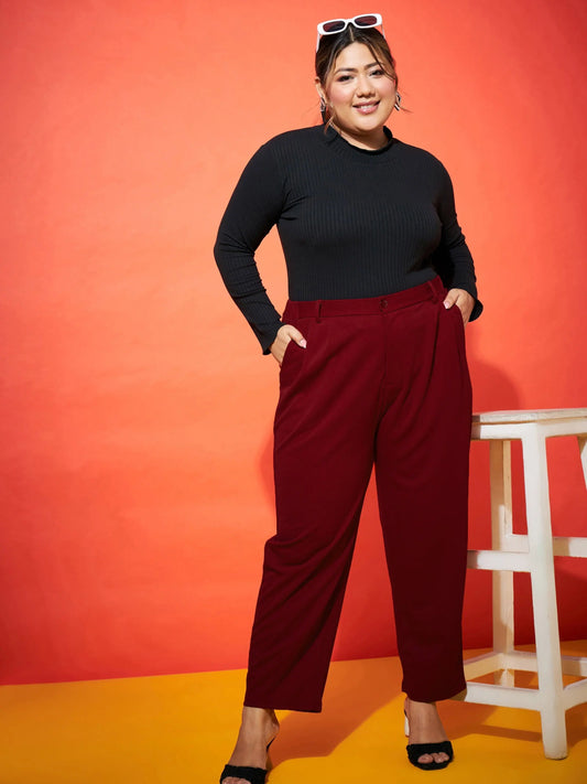 Women Maroon Balloon Fit Pants 2160