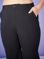 Women Black Pearl Peplum Top With Bell Bottom Pants