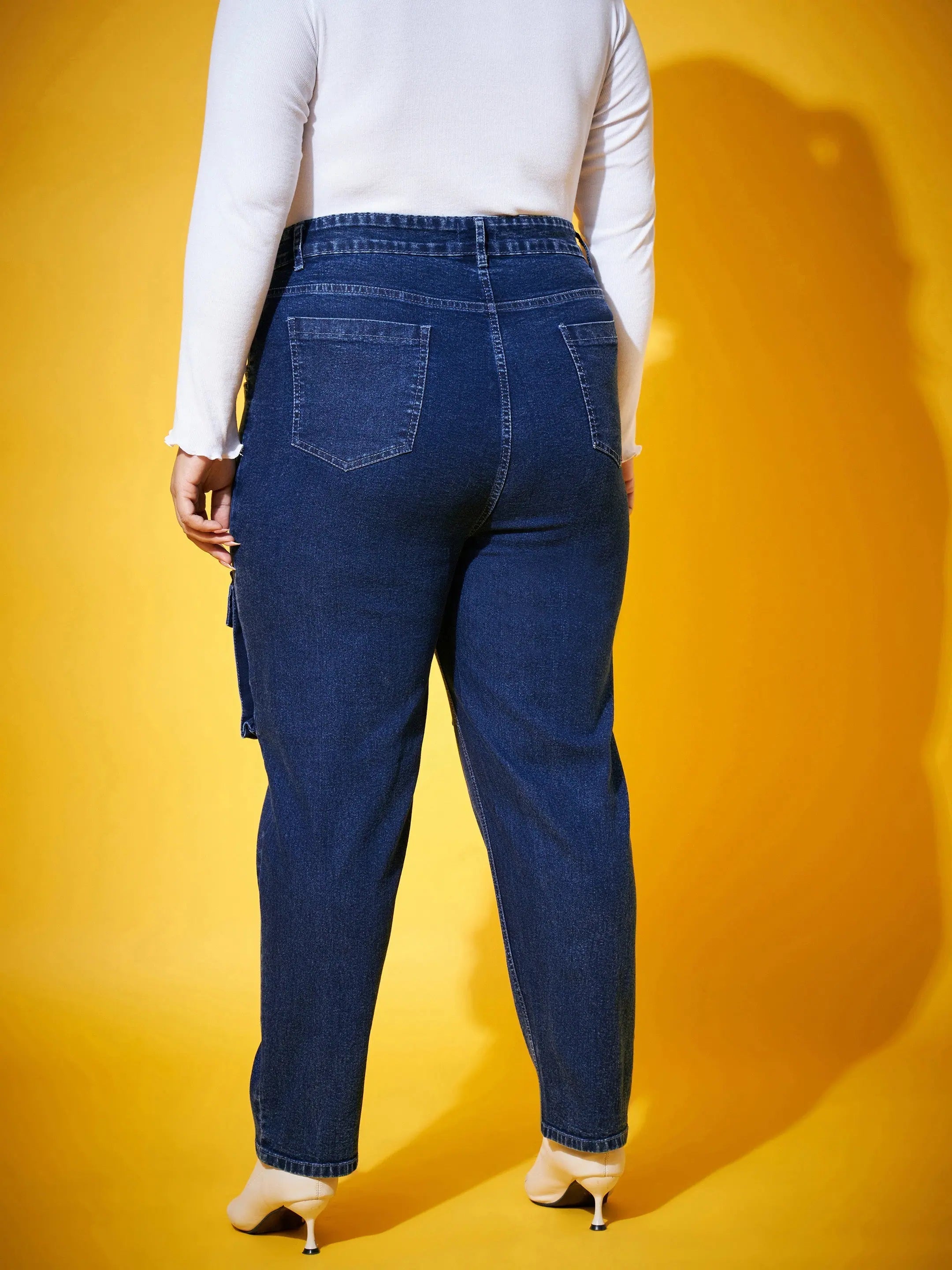 Women Navy Wash Jeans - Comfort Fit Denim Pocket Jeans