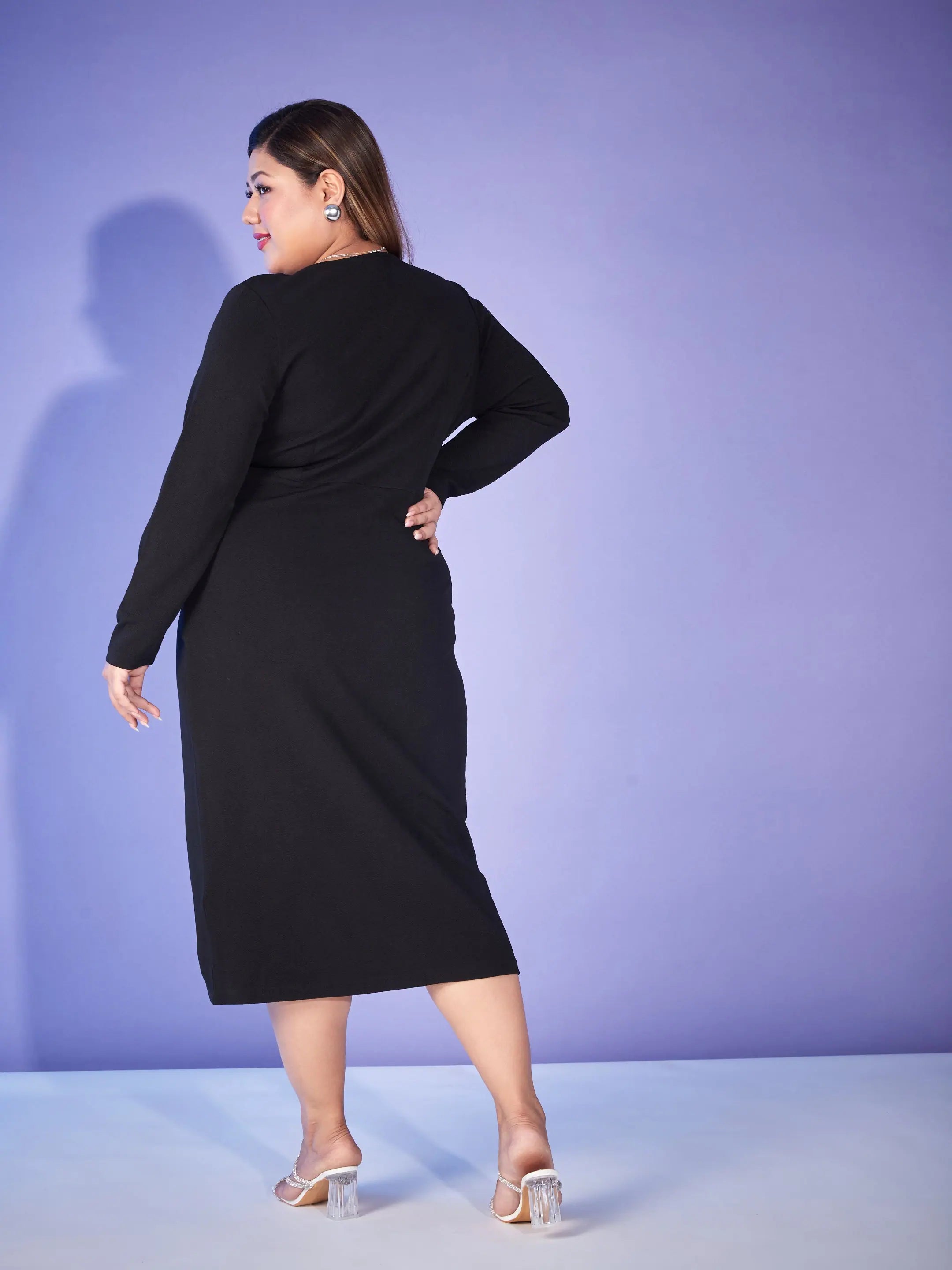 Black Bodycon Midi Dress | Women's Party Wear Lehenga Alternative Black Bodycon Midi Dress | Women's Party Wear Lehenga Alternative