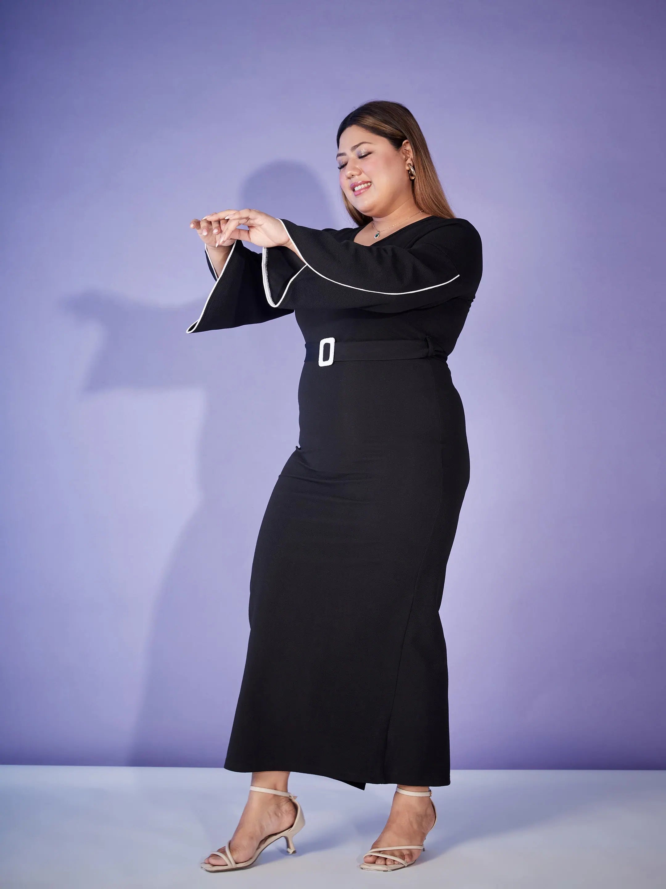 Black Bodycon Maxi Dress - Women's Designer Lehenga Inspiration