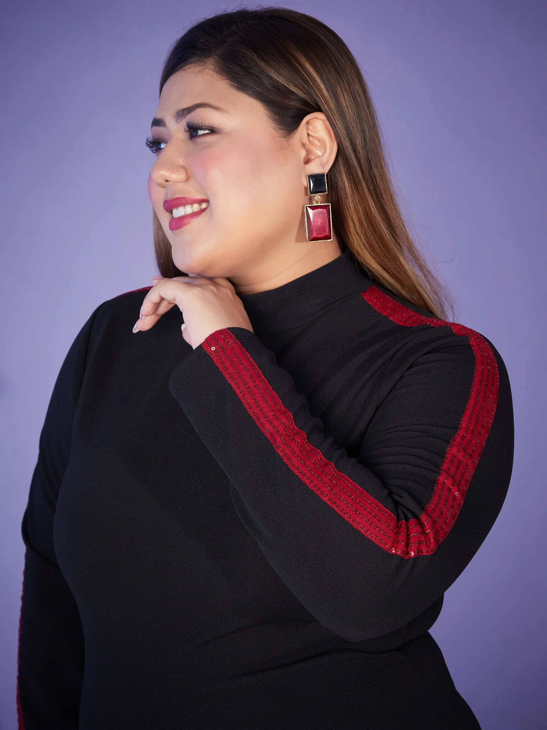 Black Sequin Bodycon Dress - Women's Lehenga Party Wear Style