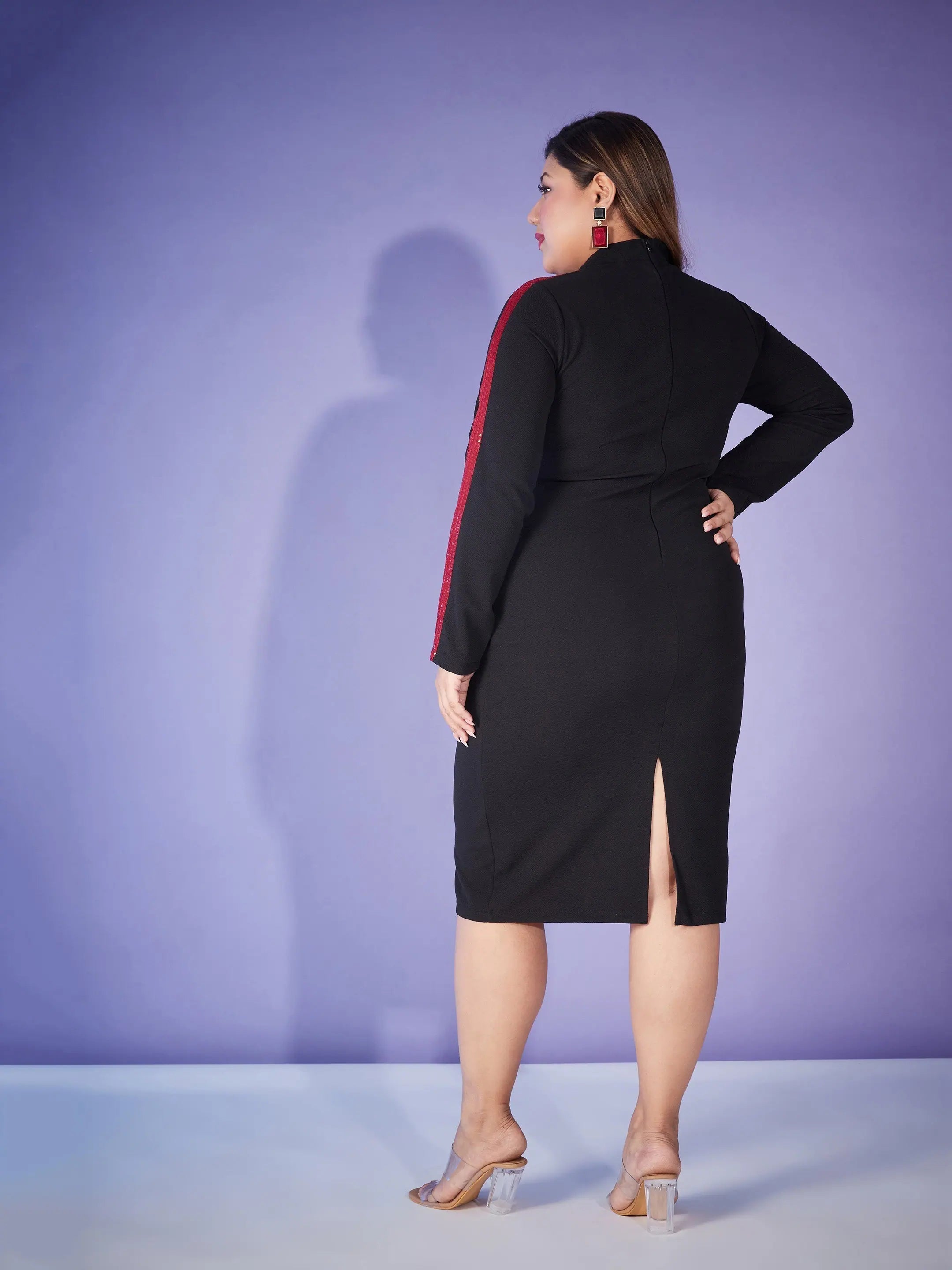 Black Sequin Bodycon Dress - Women's Lehenga Party Wear Style