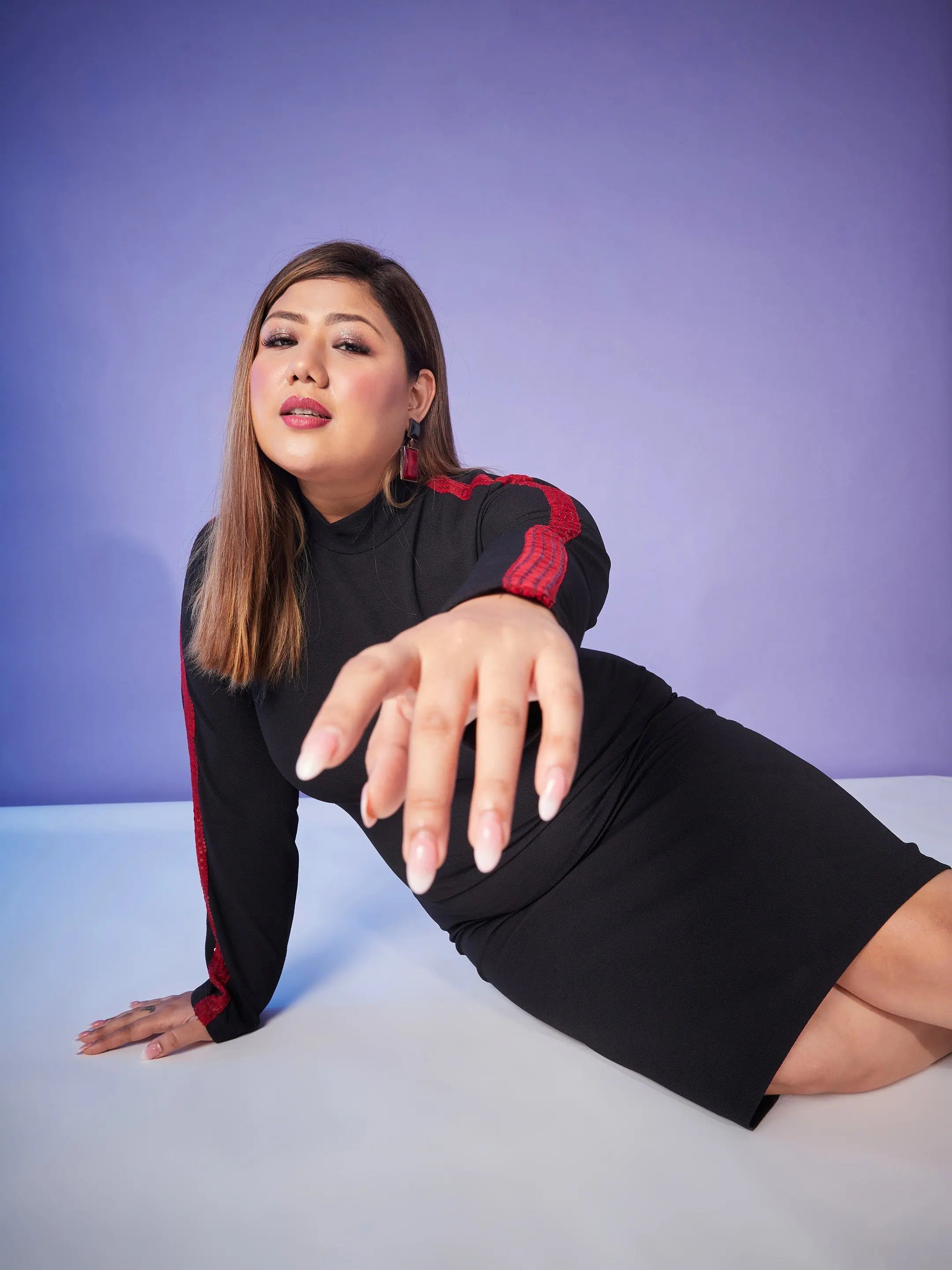 Black Sequin Bodycon Dress - Women's Lehenga Party Wear Style