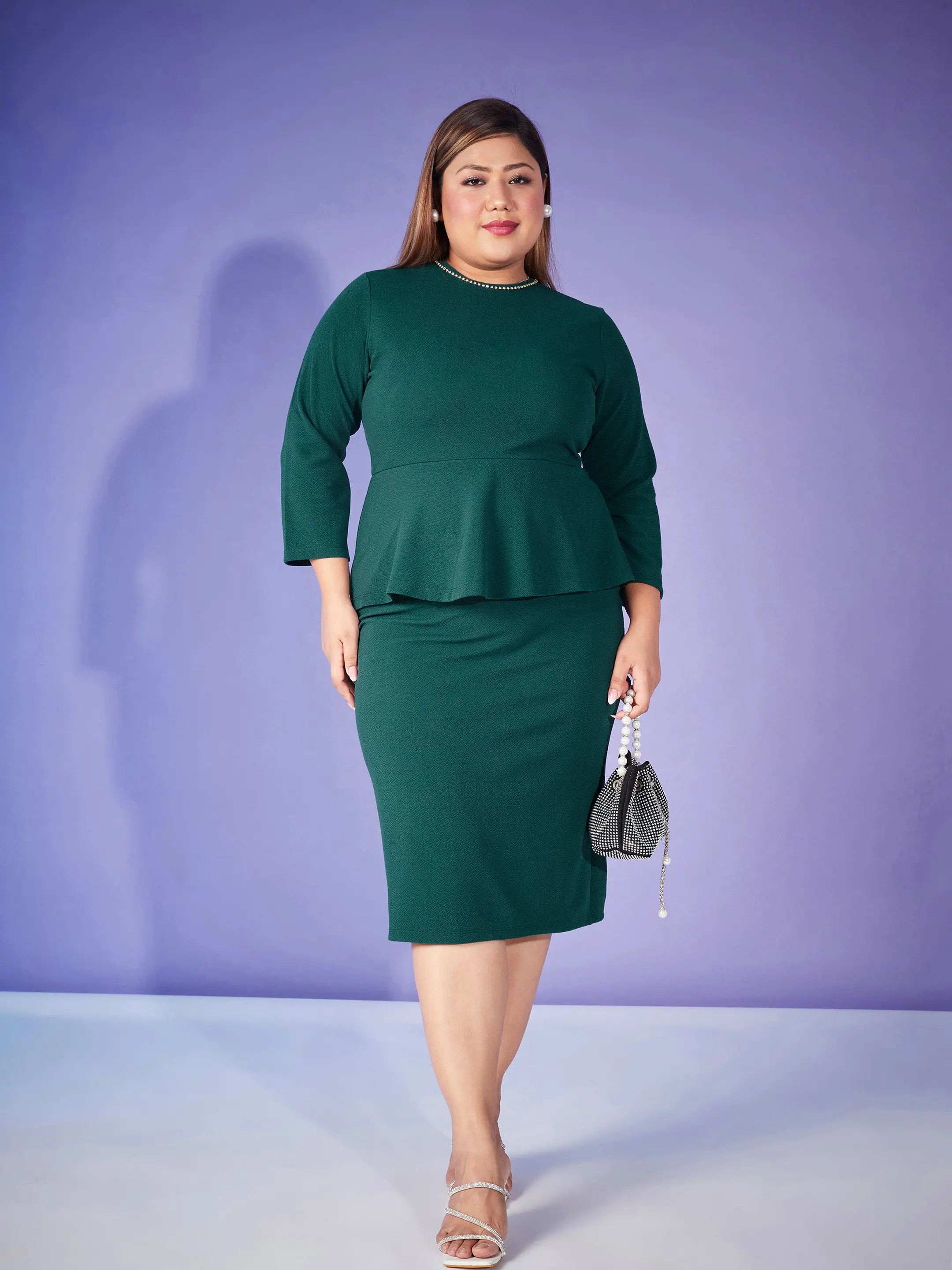 peplum bodycon dress Womens Lipsy Sage Green Floral Puff Sleeve V-Neck Peplum Hem Bodycon Midi Dress 6