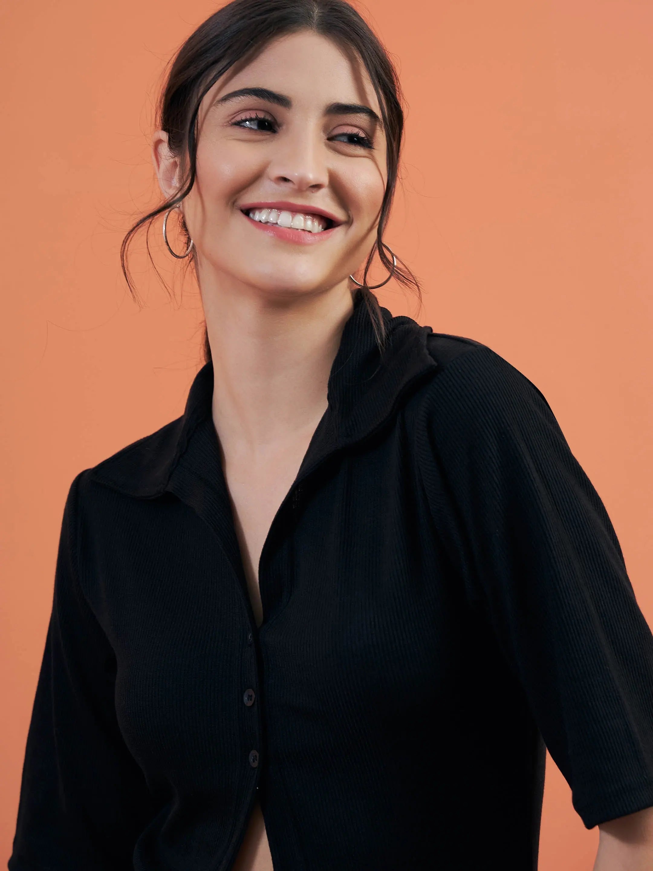 Black Rib Pajama Set: Women's Sleepwear & Lounge Pants