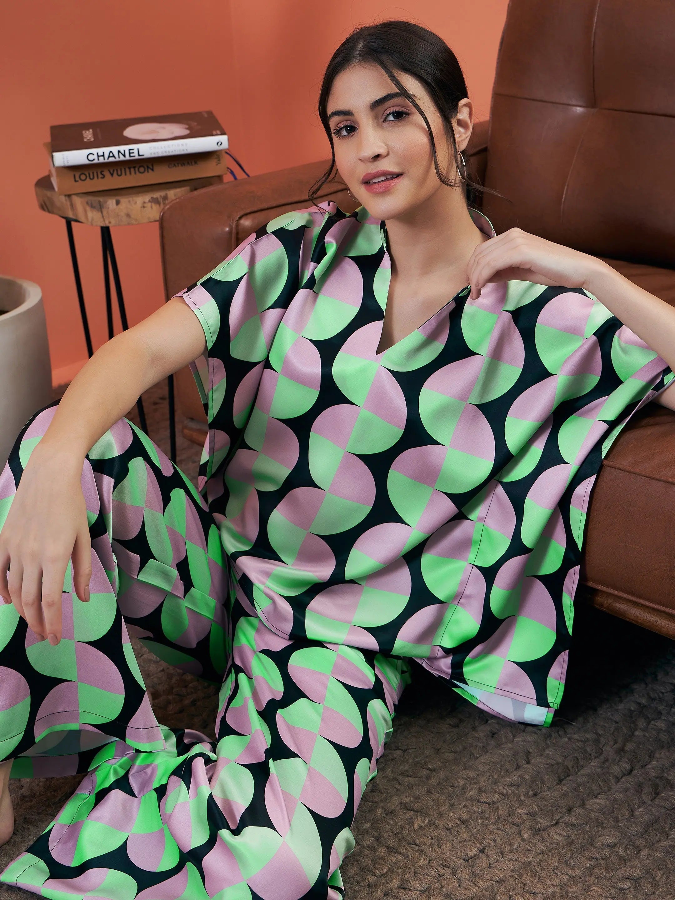 Black Printed Indian Top & Lounge Pants - Short Kurti for Women