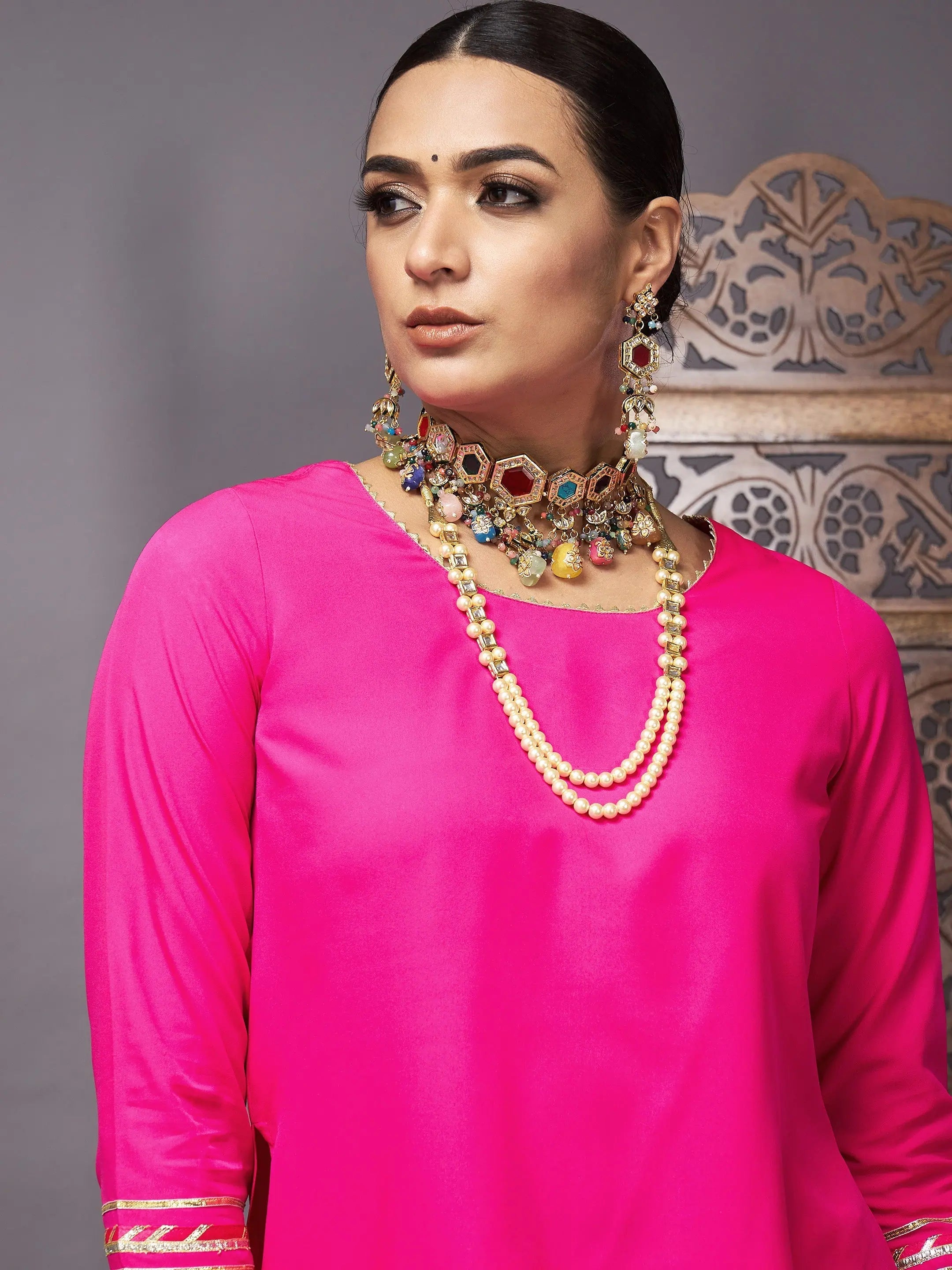 Fuchsia Banjara Top & Anarkali Skirt | Ethnic Lehenga