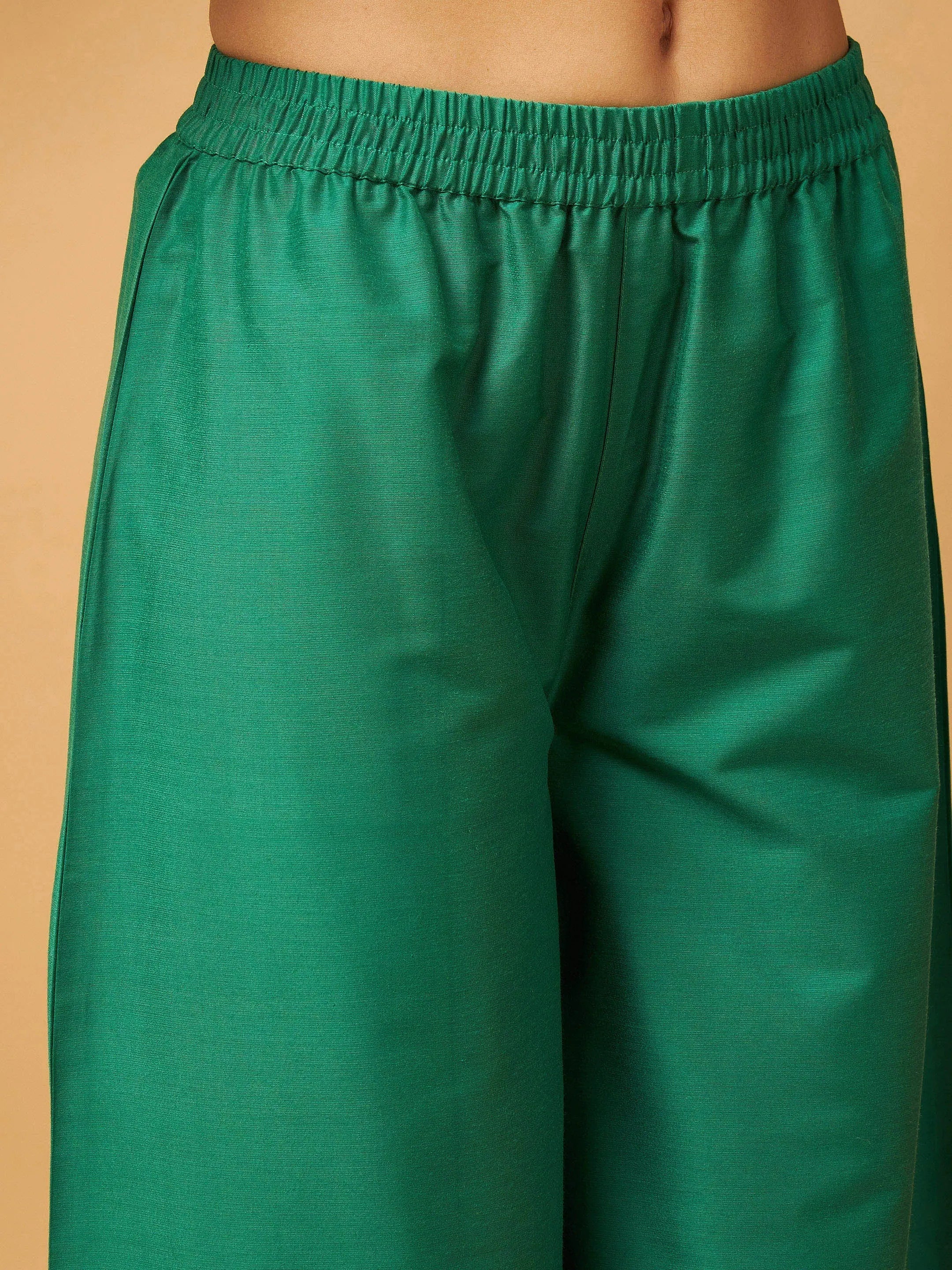 Green Floral Kurta Palazzo Set | Women's Embroidered Palazzo Set